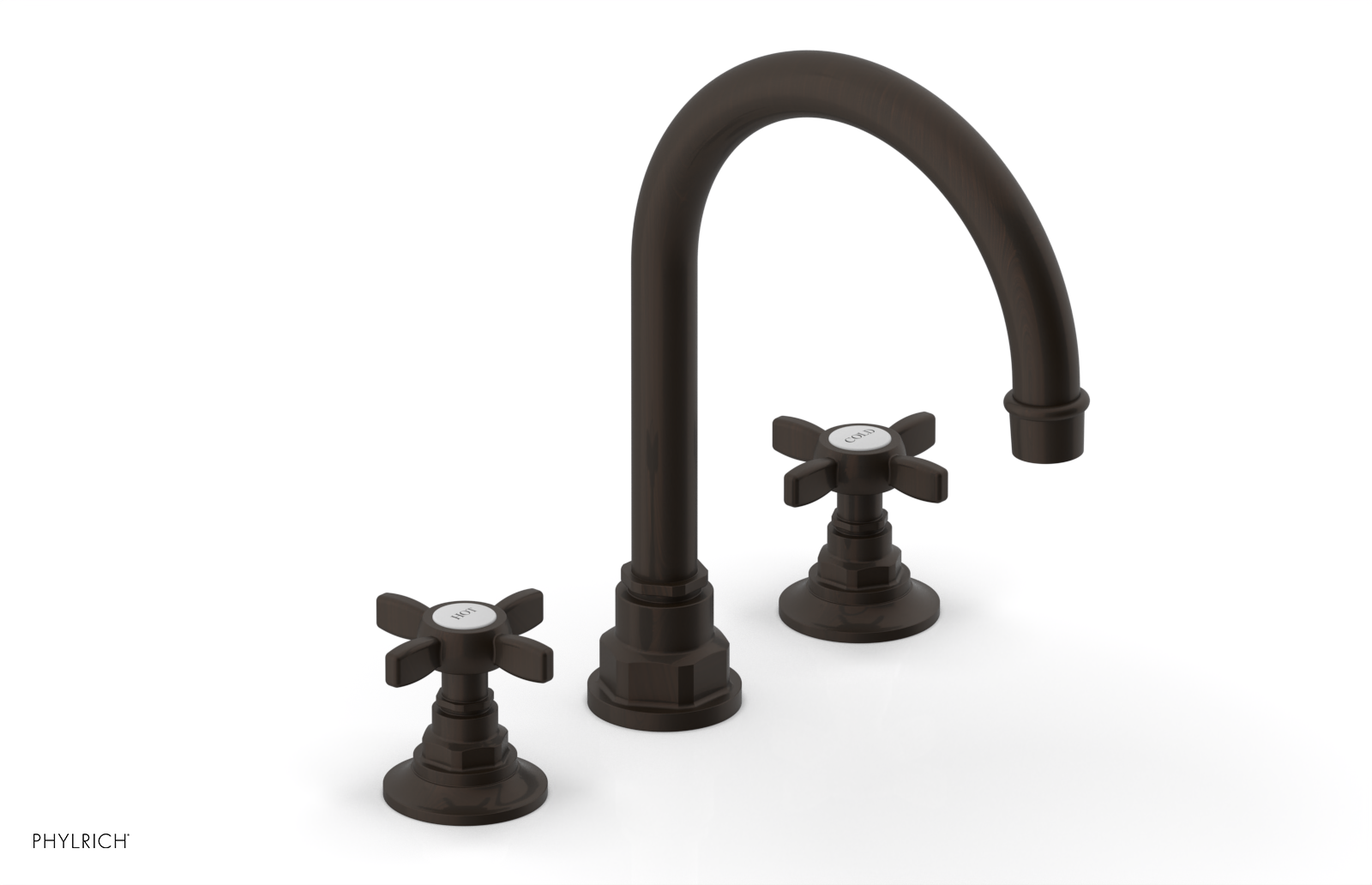 Phylrich Jamestown High Spout Widespread Faucet with Cross Handle