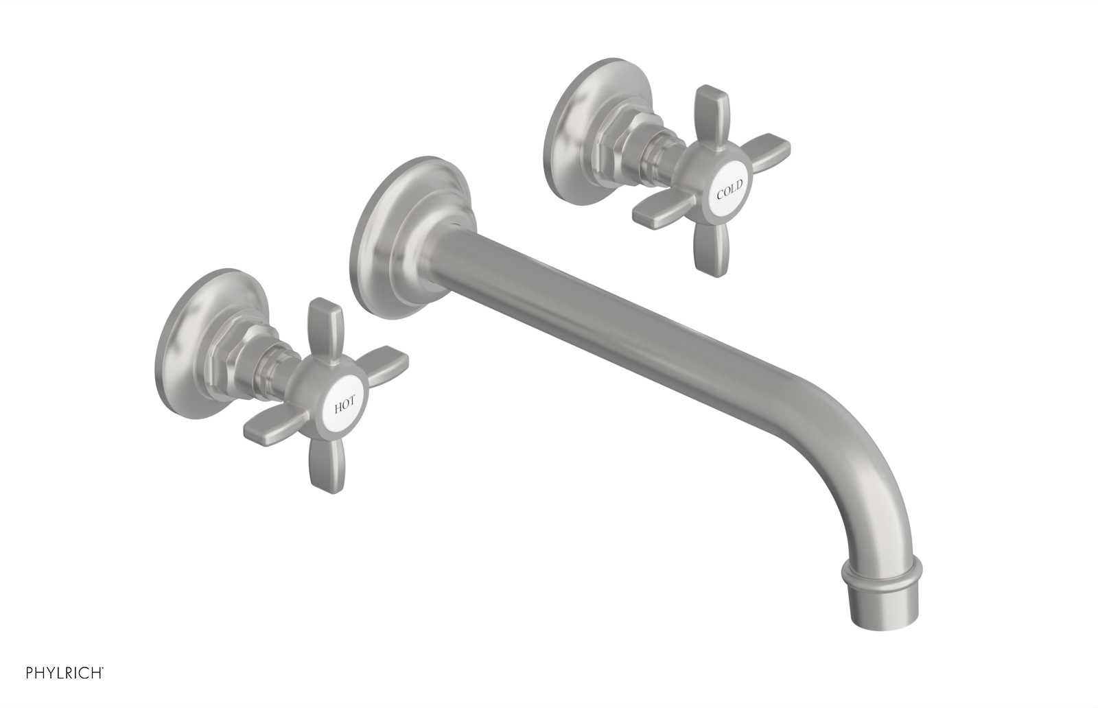 Phylrich Jamestown 10" Spout Wall Lavatory Set with Cross Handle