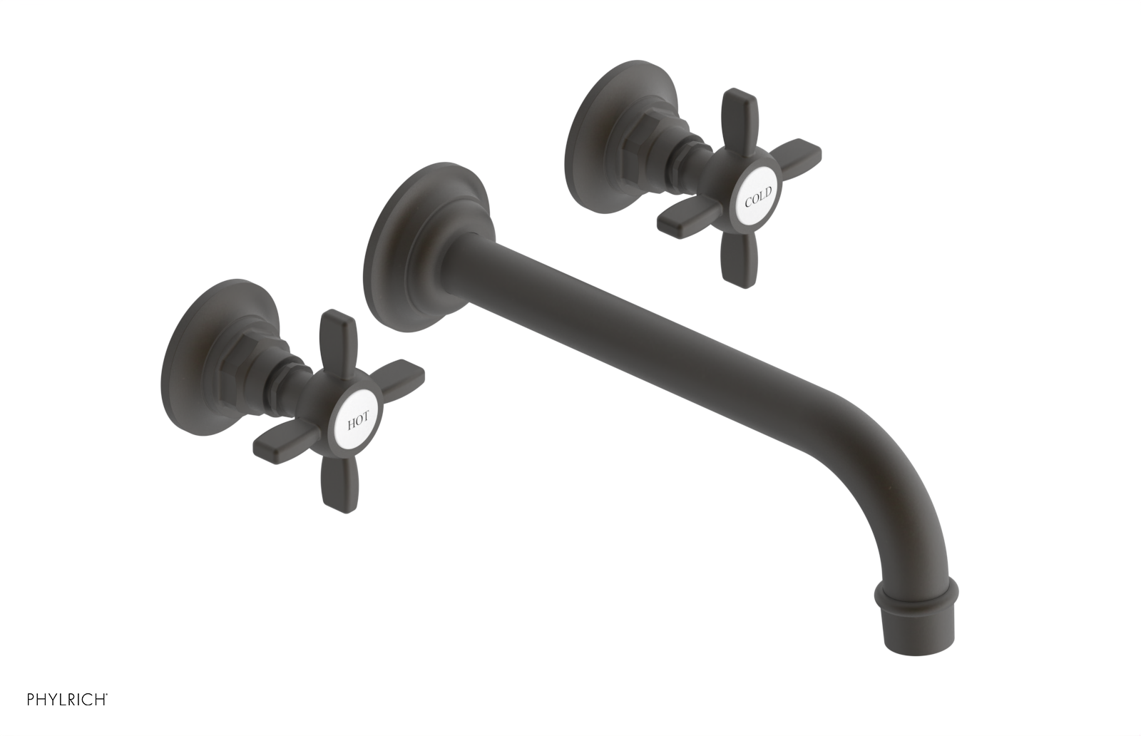 Phylrich Jamestown 10" Spout Wall Lavatory Set with Cross Handle