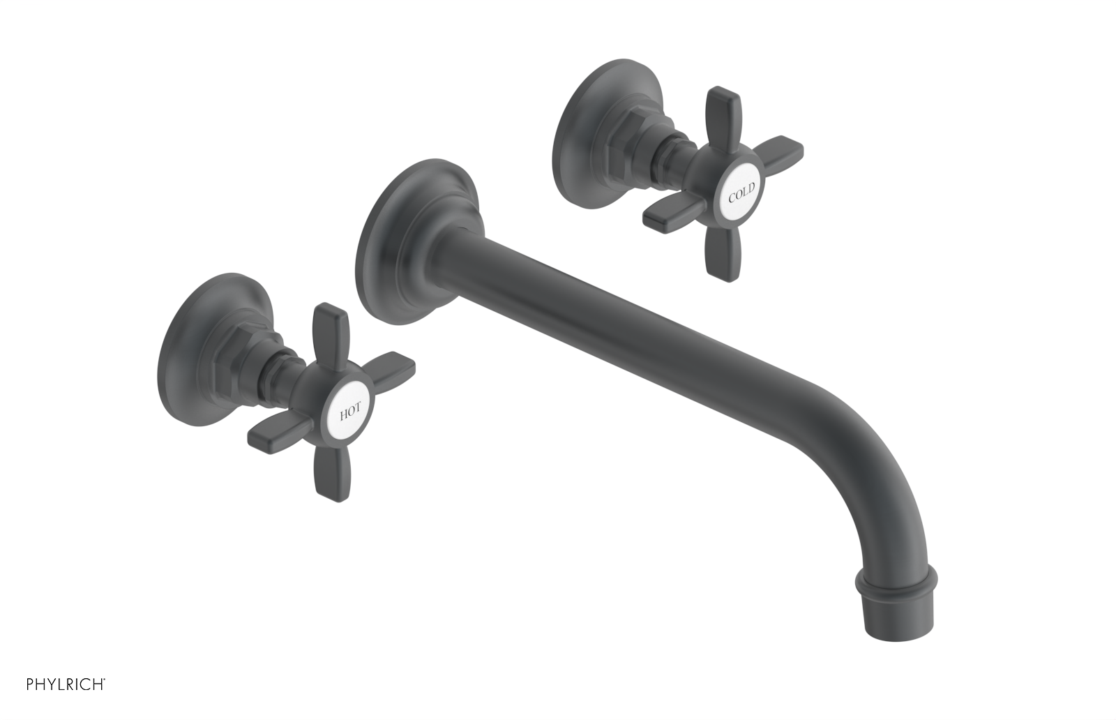Phylrich Jamestown 10" Spout Wall Lavatory Set with Cross Handle