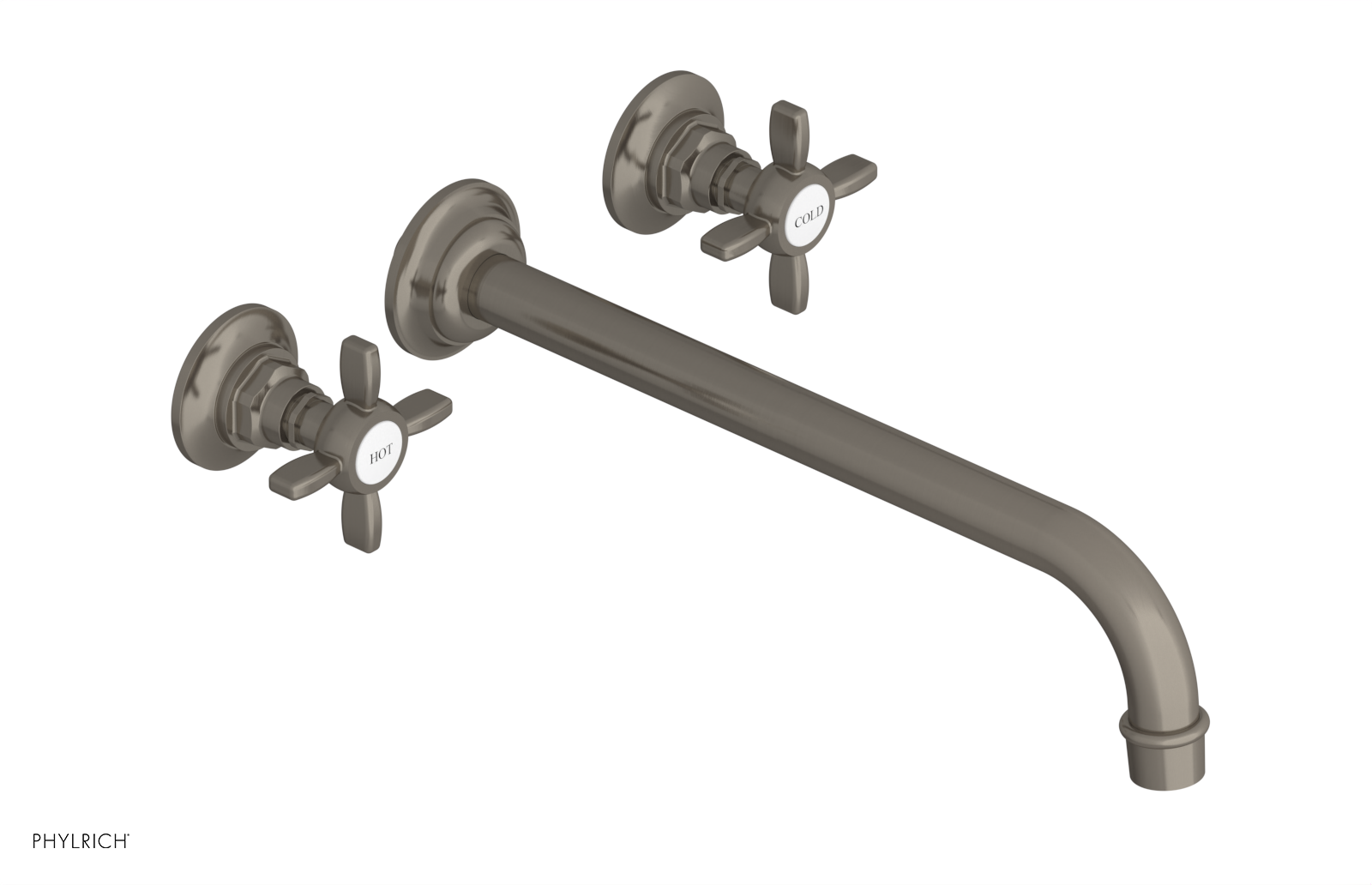 Phylrich Jamestown 12" Spout Wall Lavatory Set with Cross Handle