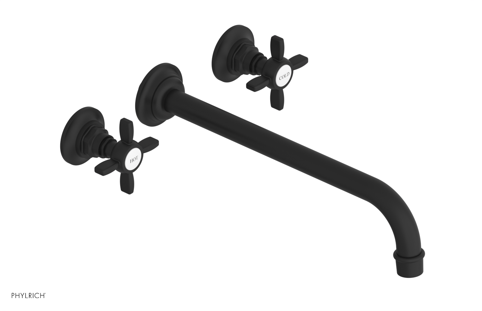 Phylrich Jamestown 12" Spout Wall Tub Set with Cross Handle