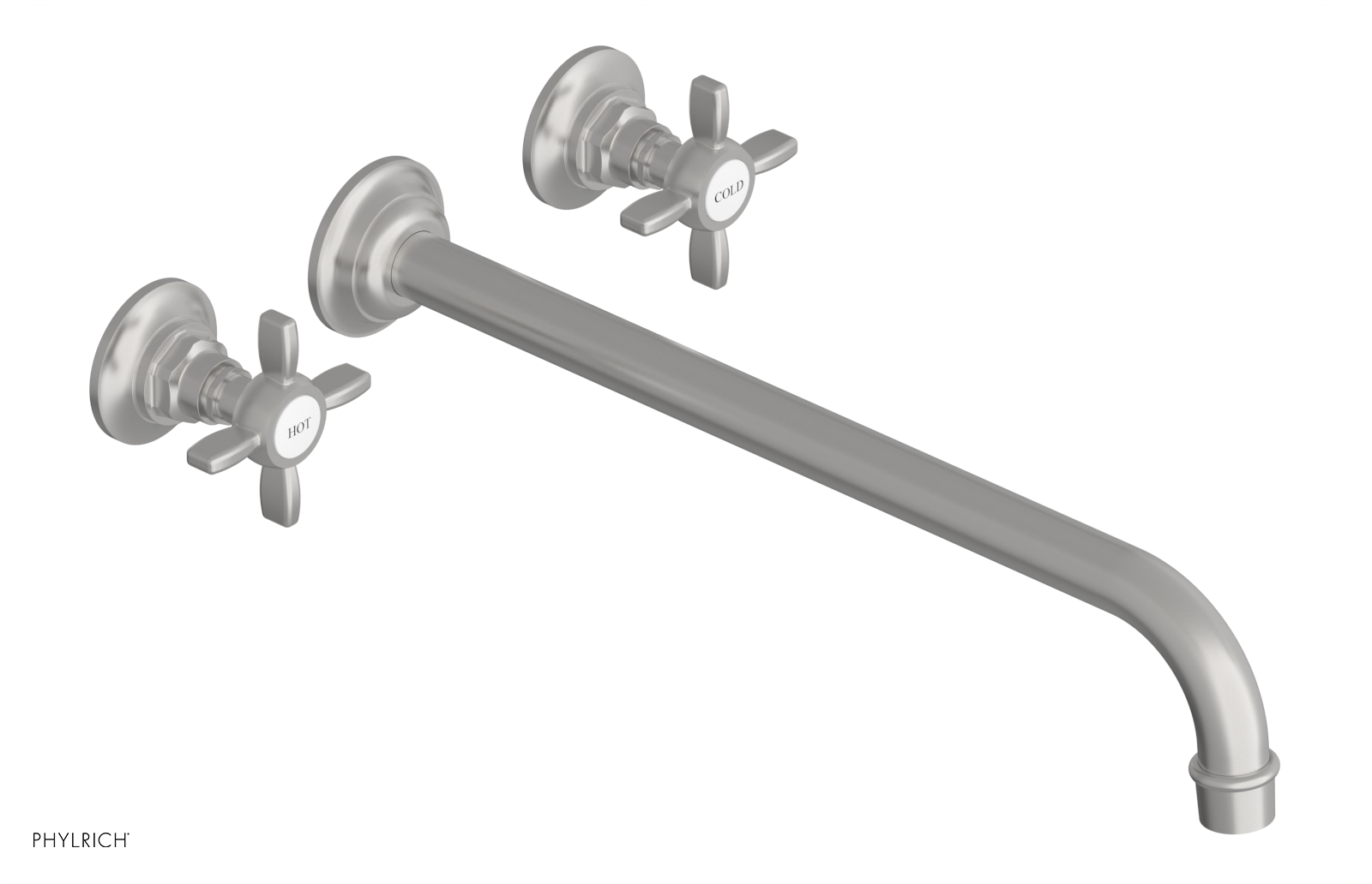 Phylrich Jamestown 14" Spout Wall Tub Set with Cross Handle