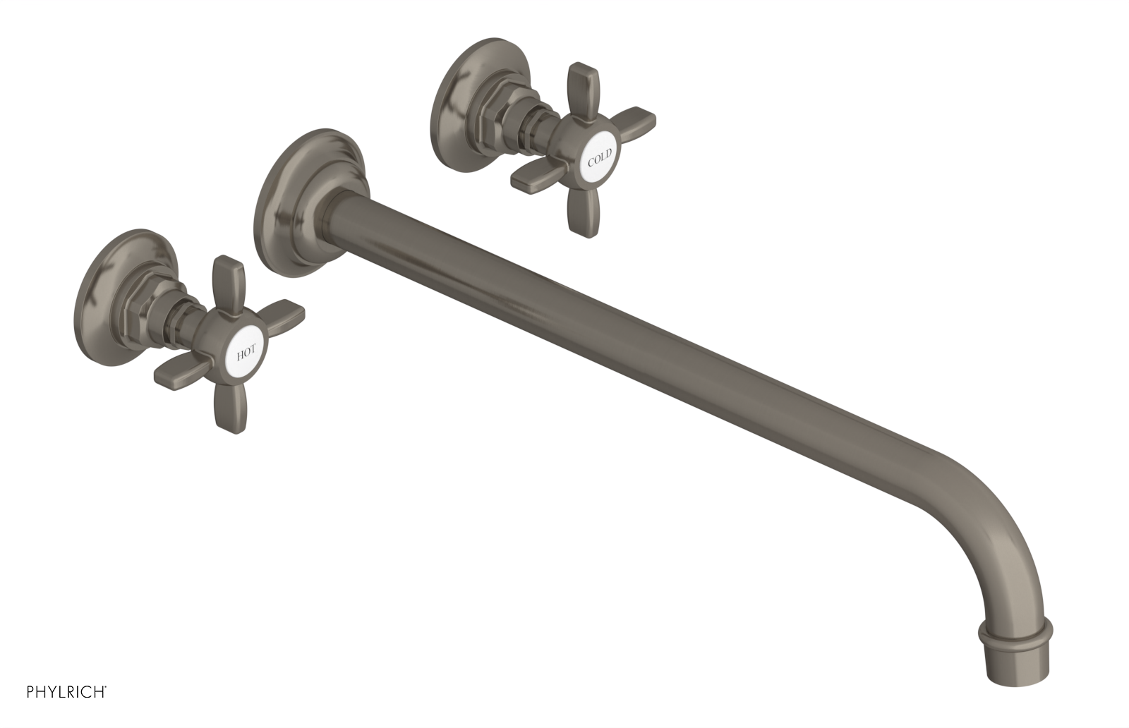 Phylrich Jamestown 14" Spout Wall Lavatory Set with Cross Handle