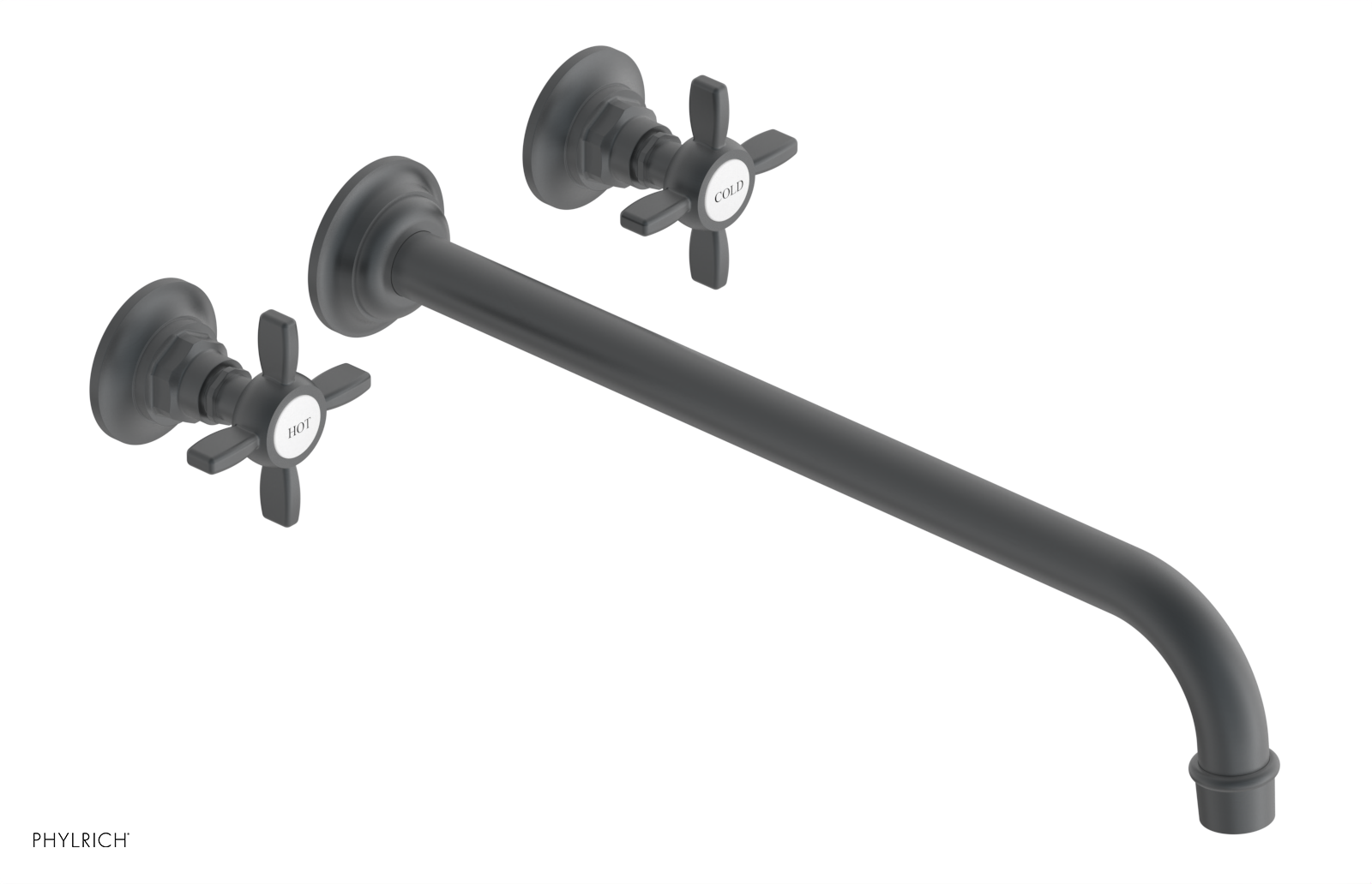 Phylrich Jamestown 14" Spout Wall Lavatory Set with Cross Handle