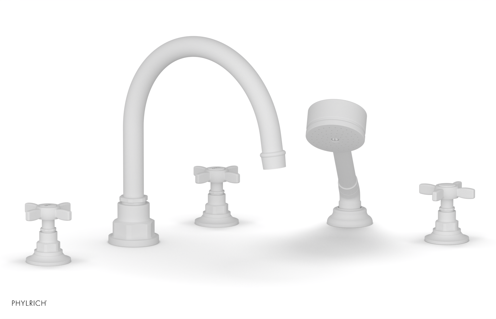 Phylrich Jamestown Deck Tub Set with Hand Shower and Cross Handles