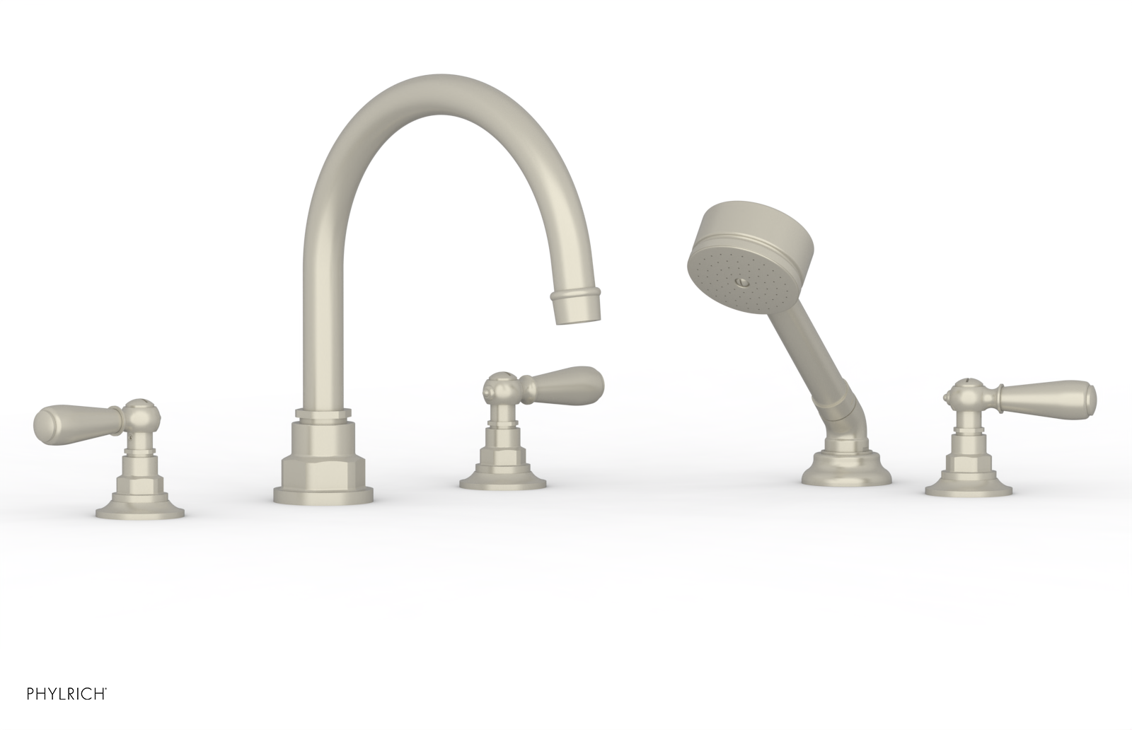 Phylrich Jamestown Deck Tub Set with Hand Shower and Lever Handles