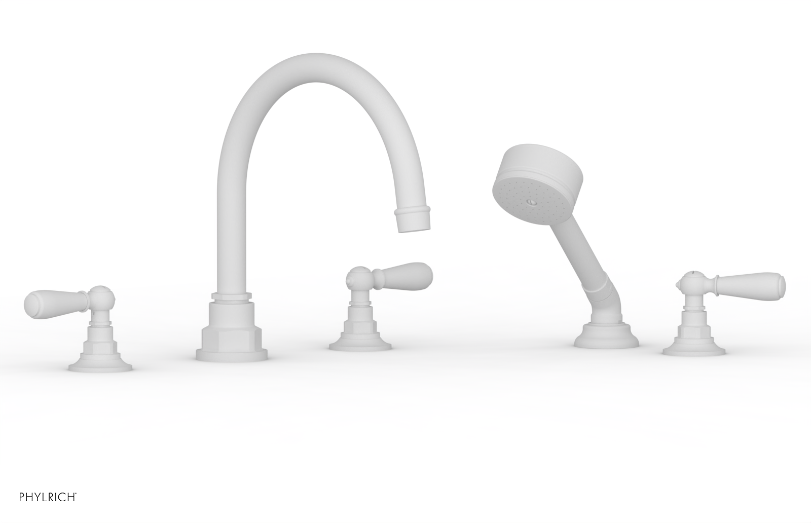 Phylrich Jamestown Deck Tub Set with Hand Shower and Lever Handles