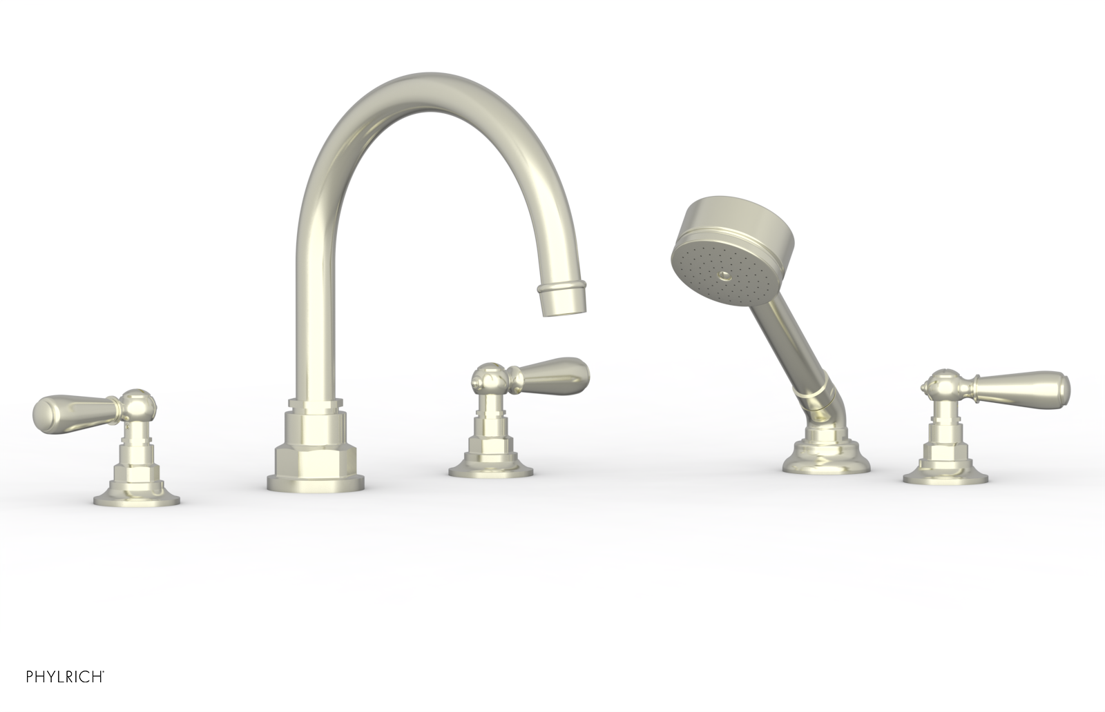 Phylrich Jamestown Deck Tub Set with Hand Shower and Lever Handles