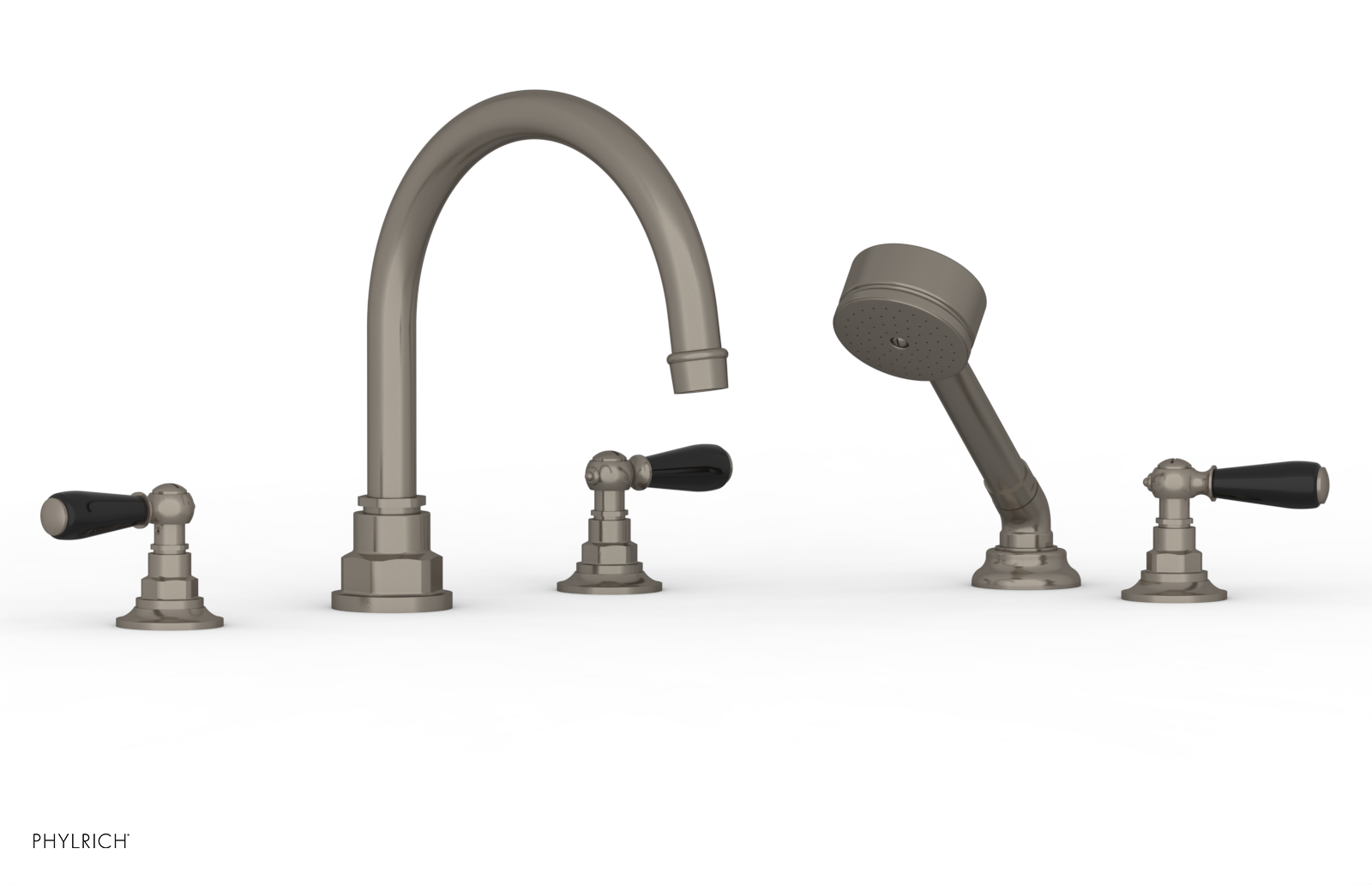 Phylrich Jamestown Deck Tub Set with Hand Shower and Lever Handles