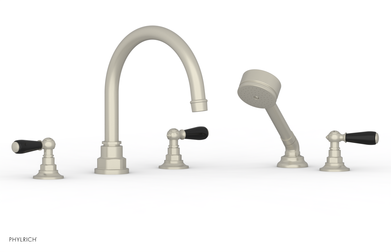 Phylrich Jamestown Deck Tub Set with Hand Shower and Lever Handles