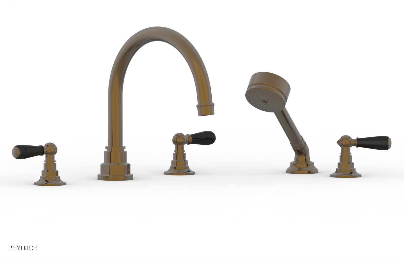 Phylrich Jamestown Deck Tub Set with Hand Shower and Lever Handles