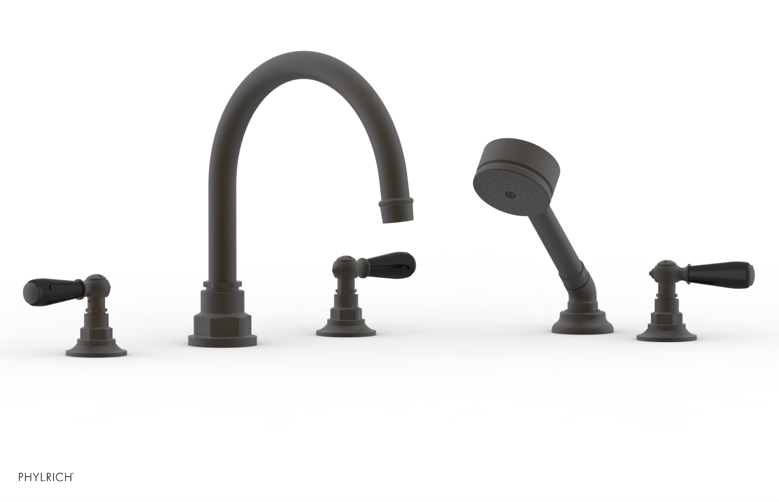 Phylrich Jamestown Deck Tub Set with Hand Shower and Lever Handles