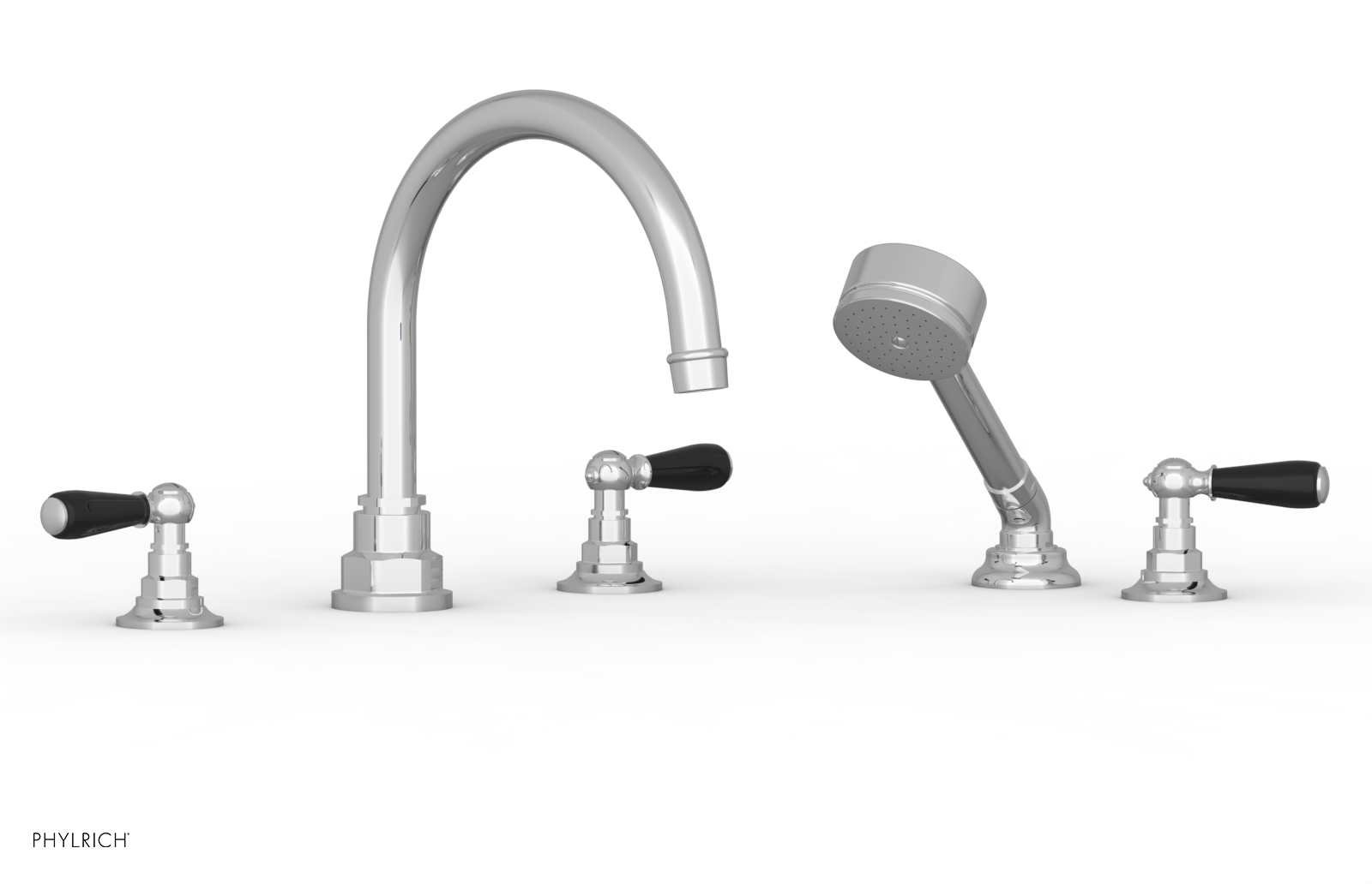 Phylrich Jamestown Deck Tub Set with Hand Shower and Lever Handles