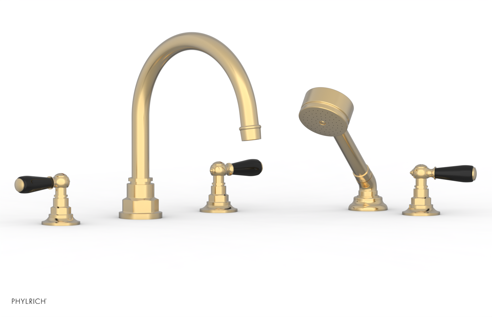 Phylrich Jamestown Deck Tub Set with Hand Shower and Lever Handles