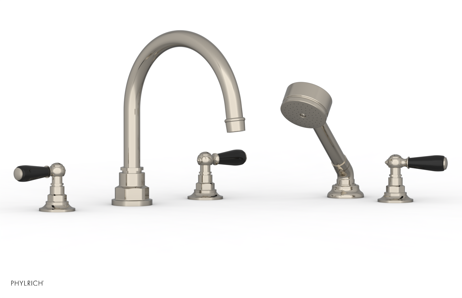 Phylrich Jamestown Deck Tub Set with Hand Shower and Lever Handles