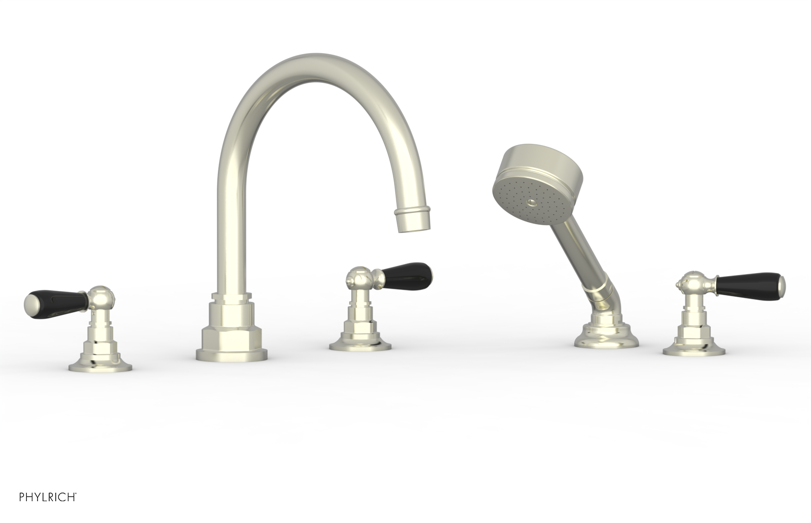 Phylrich Jamestown Deck Tub Set with Hand Shower and Lever Handles