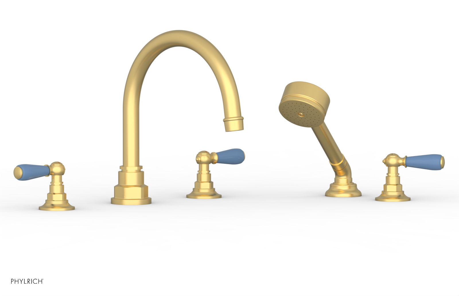 Phylrich Jamestown Deck Tub Set with Hand Shower and Lever Handles