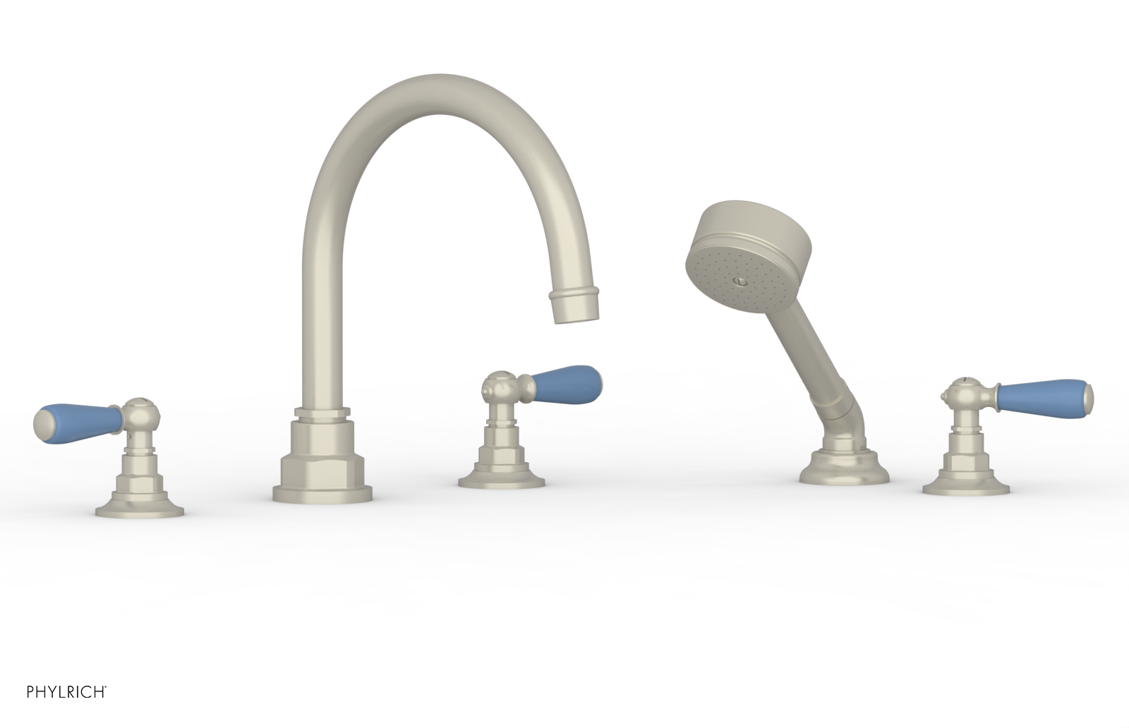 Phylrich Jamestown Deck Tub Set with Hand Shower and Lever Handles