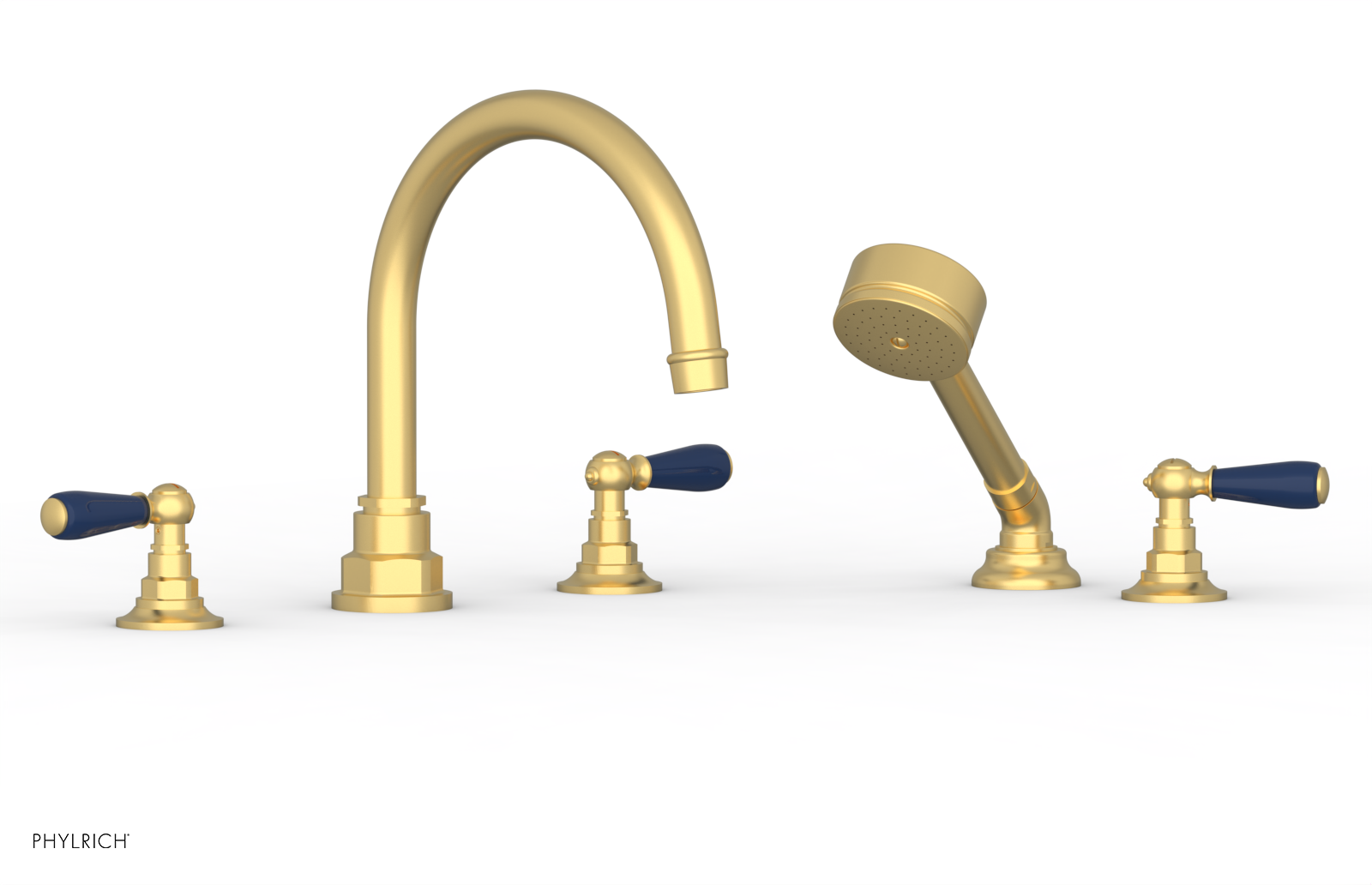 Phylrich Jamestown Deck Tub Set with Hand Shower and Lever Handles