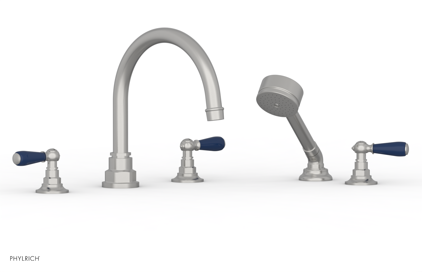 Phylrich Jamestown Deck Tub Set with Hand Shower and Lever Handles