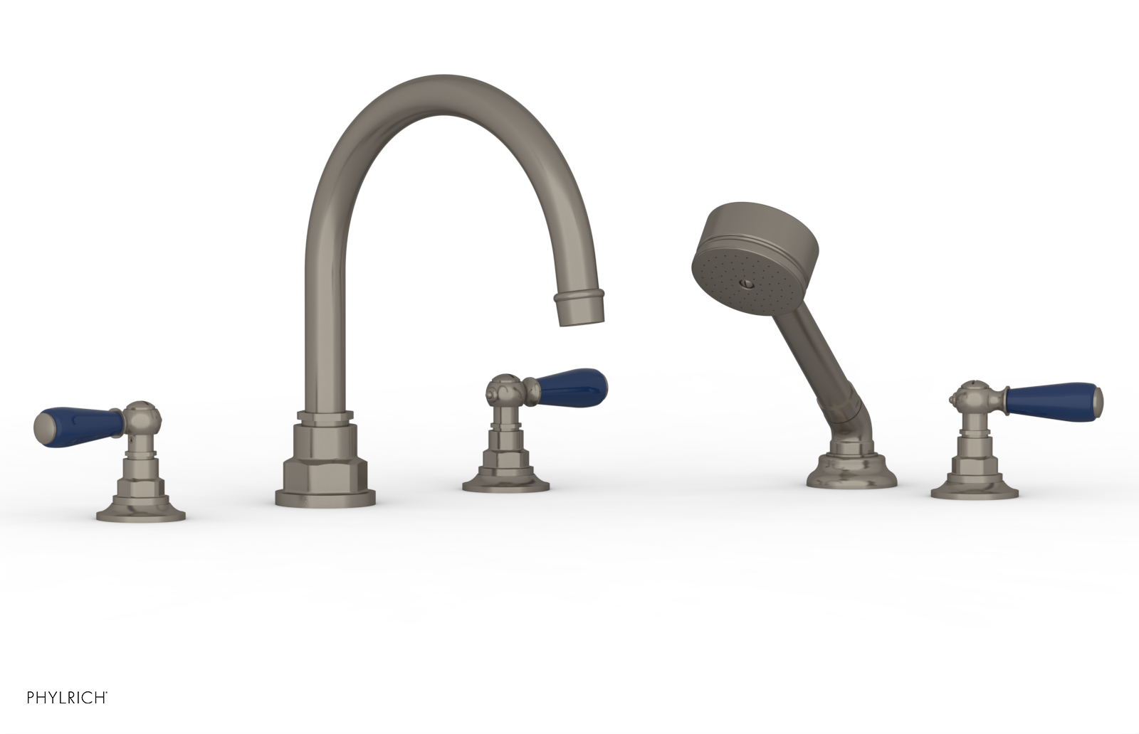 Phylrich Jamestown Deck Tub Set with Hand Shower and Lever Handles