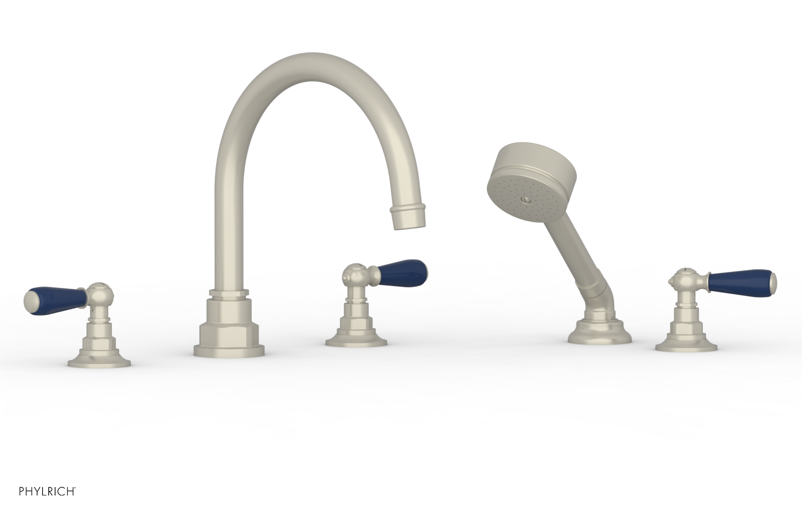 Phylrich Jamestown Deck Tub Set with Hand Shower and Lever Handles