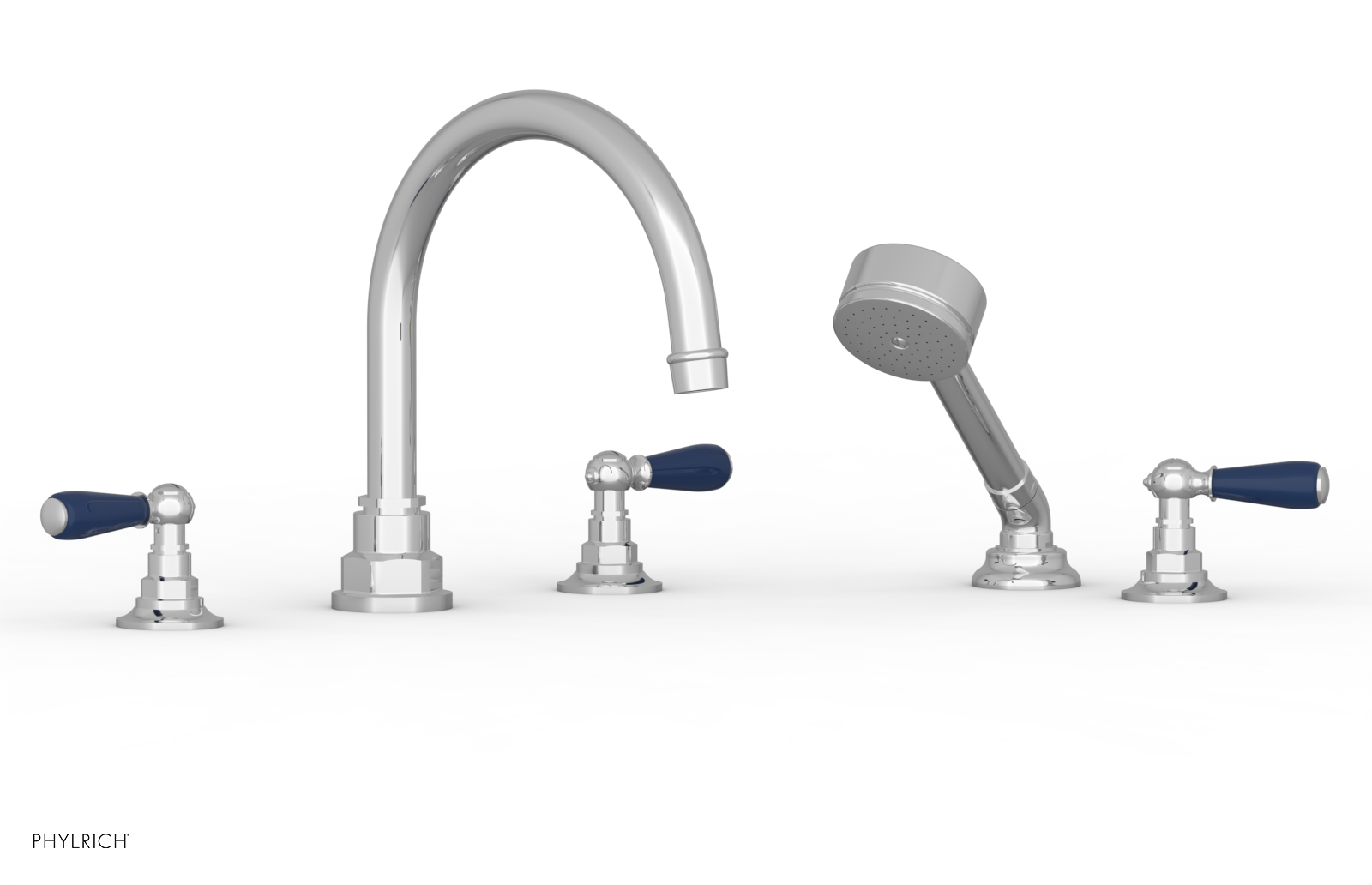 Phylrich Jamestown Deck Tub Set with Hand Shower and Lever Handles