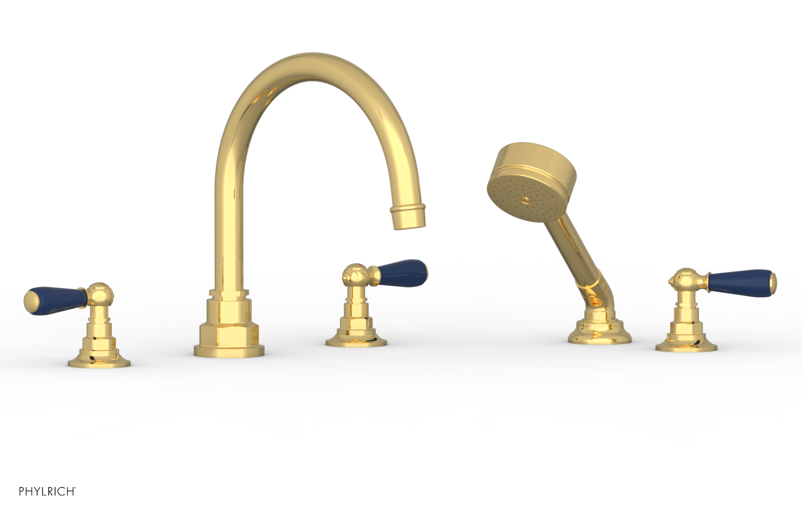 Phylrich Jamestown Deck Tub Set with Hand Shower and Lever Handles