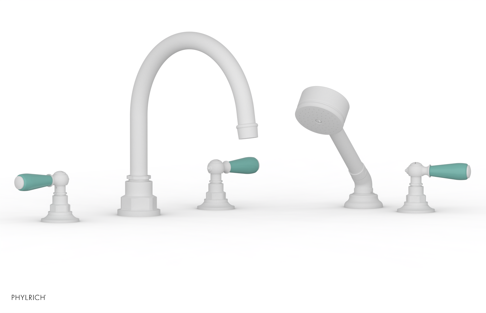 Phylrich Jamestown Deck Tub Set with Hand Shower and Lever Handles