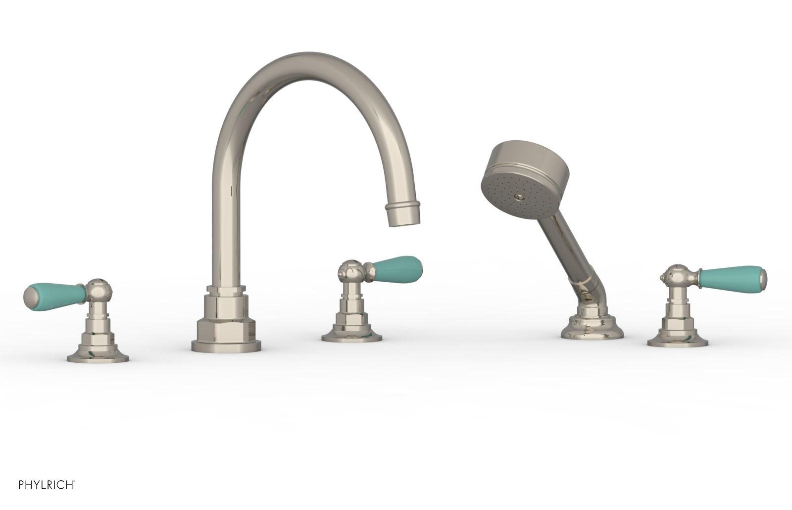 Phylrich Jamestown Deck Tub Set with Hand Shower and Lever Handles