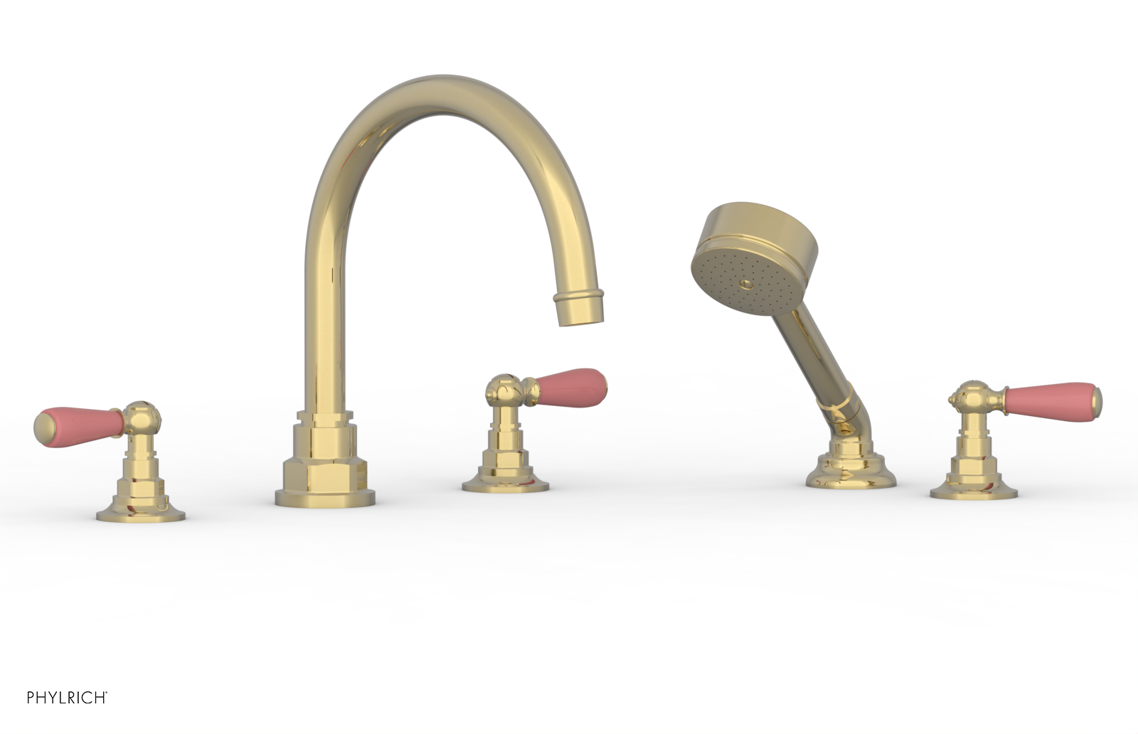 Phylrich Jamestown Deck Tub Set with Hand Shower and Lever Handles