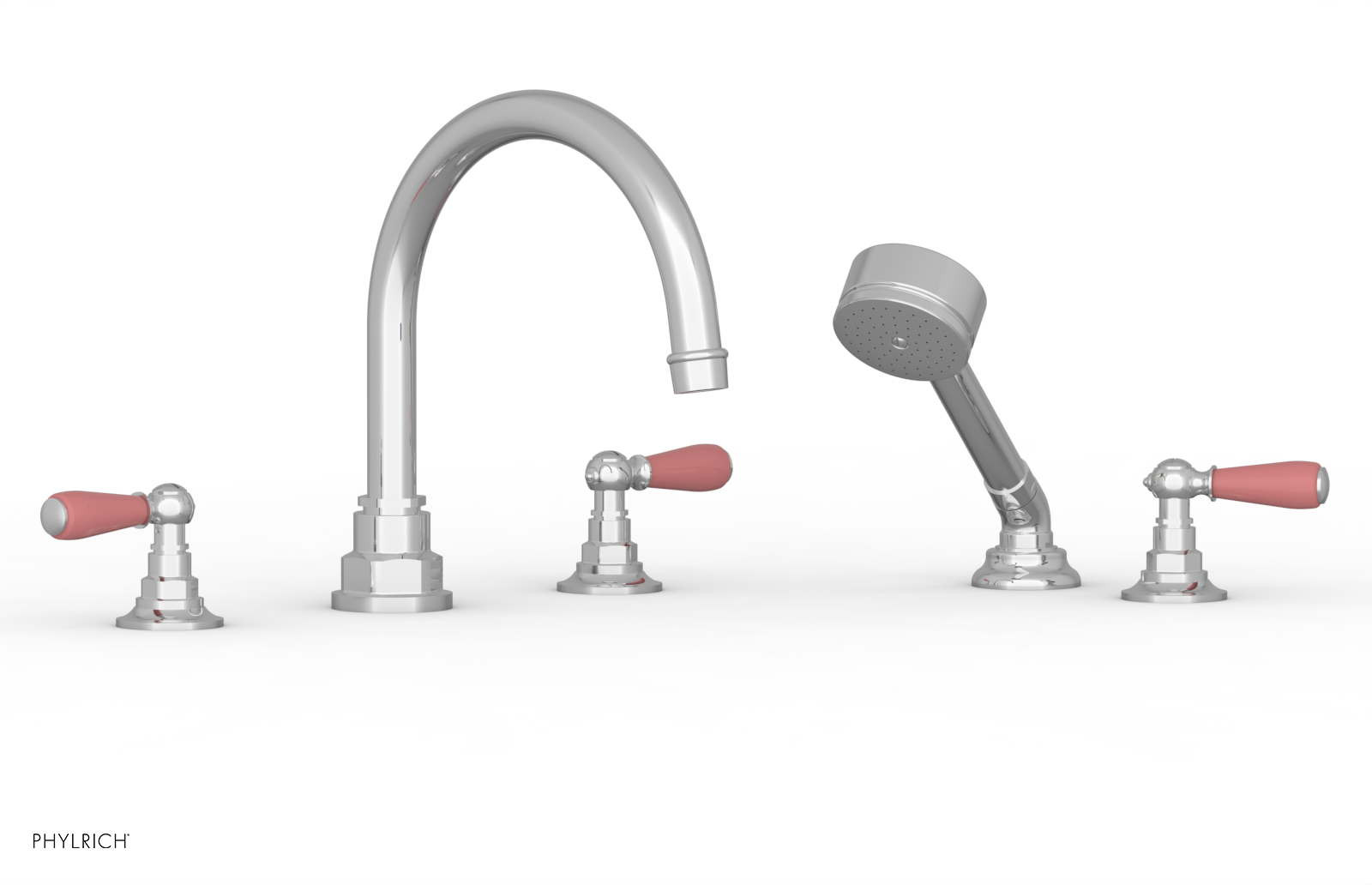 Phylrich Jamestown Deck Tub Set with Hand Shower and Lever Handles