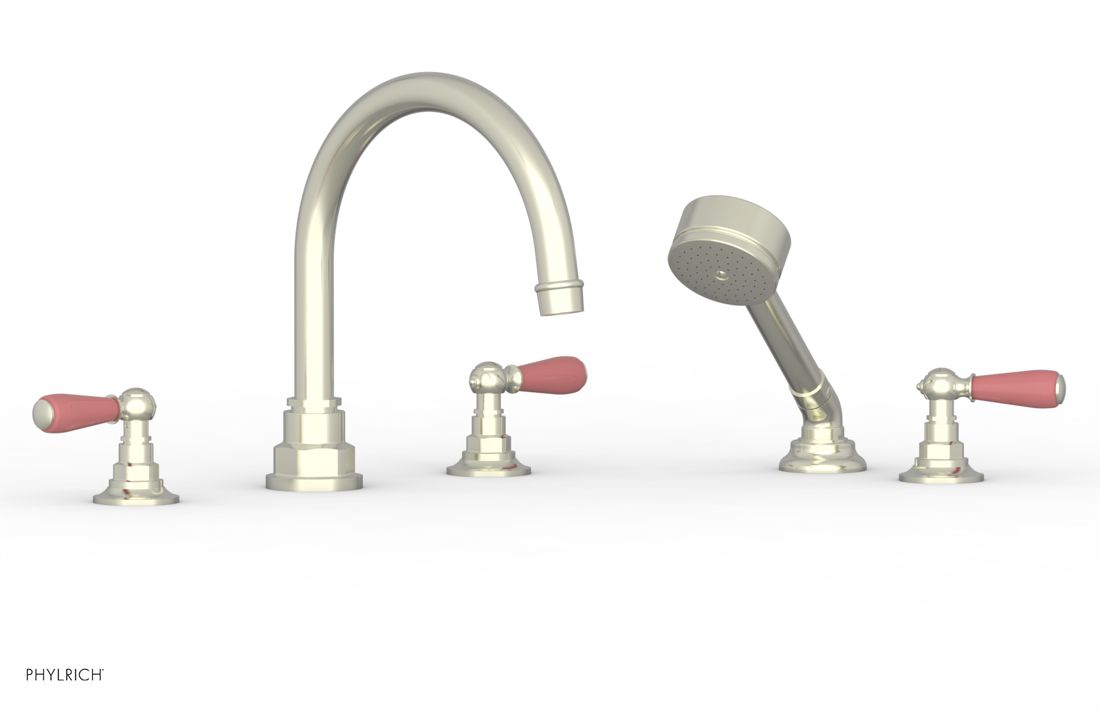 Phylrich Jamestown Deck Tub Set with Hand Shower and Lever Handles