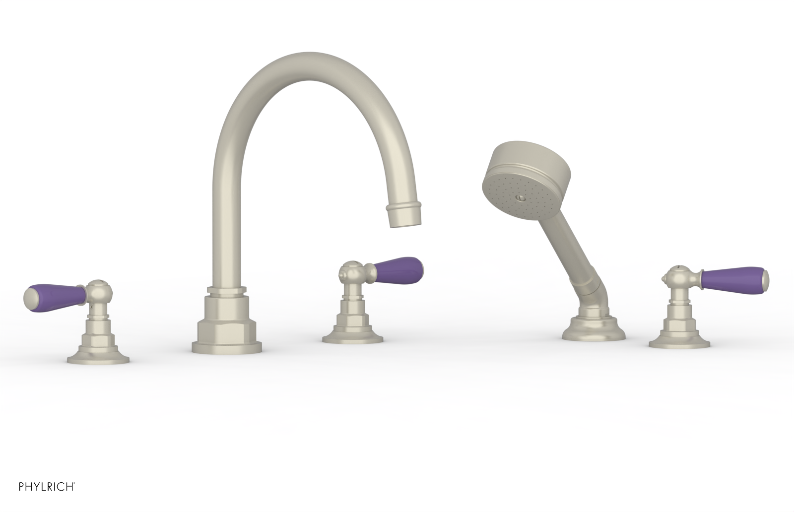 Phylrich Jamestown Deck Tub Set with Hand Shower and Lever Handles