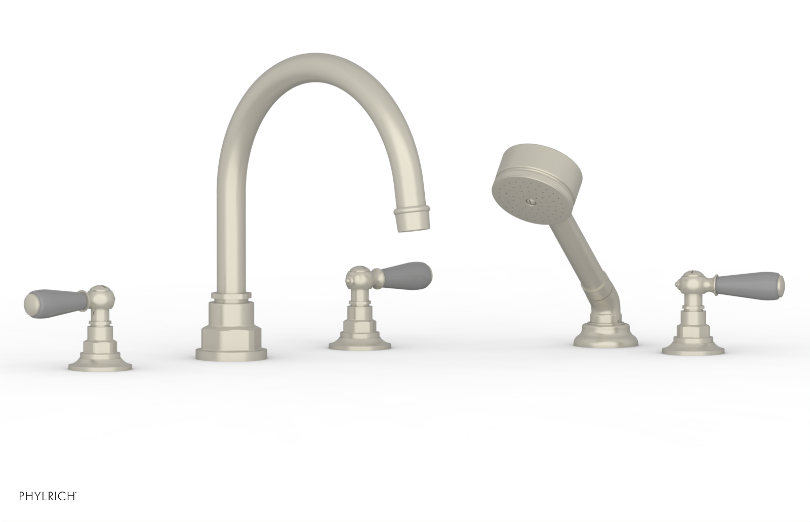 Phylrich Jamestown Deck Tub Set with Hand Shower and Lever Handles