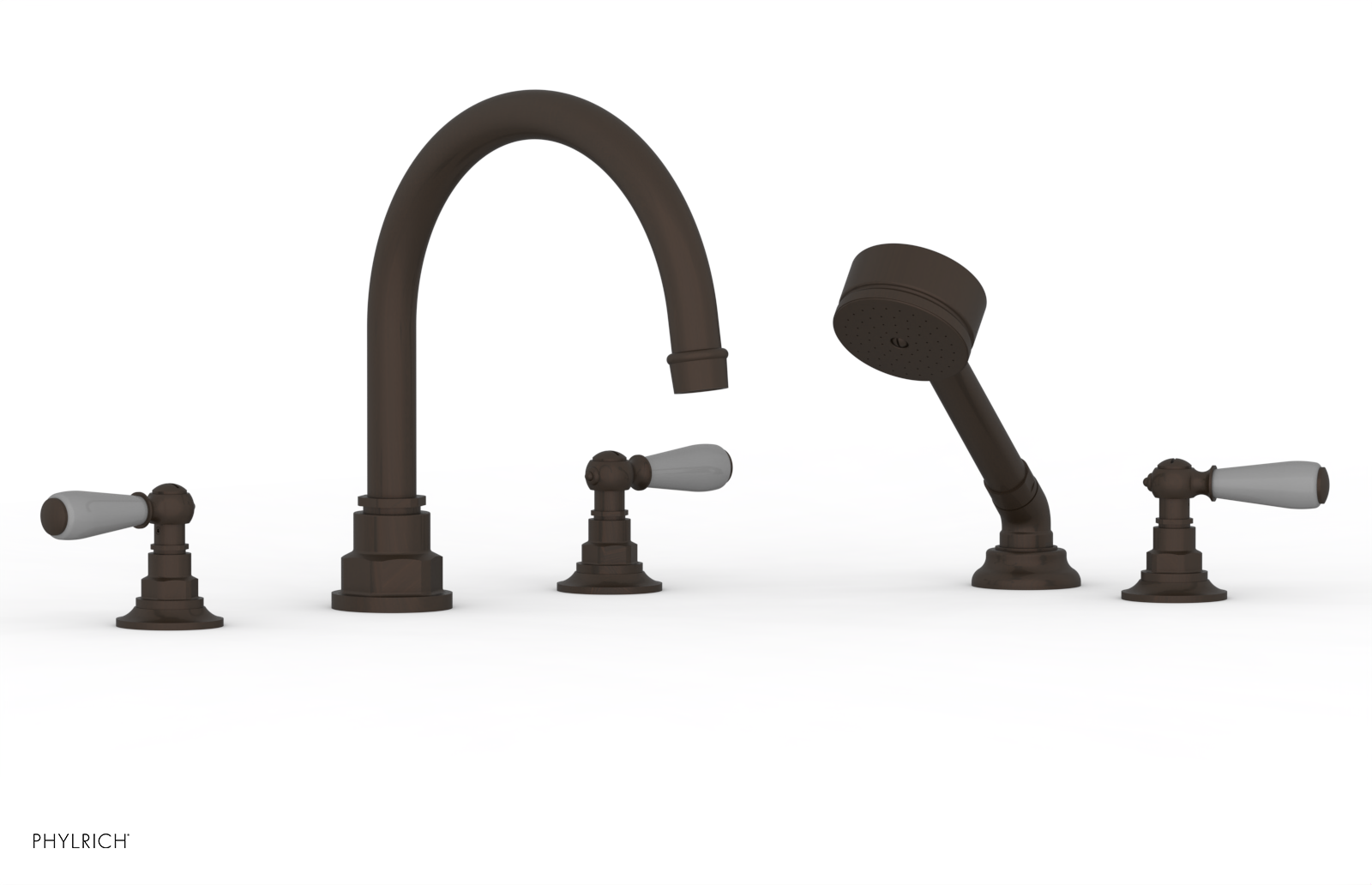 Phylrich Jamestown Deck Tub Set with Hand Shower and Lever Handles