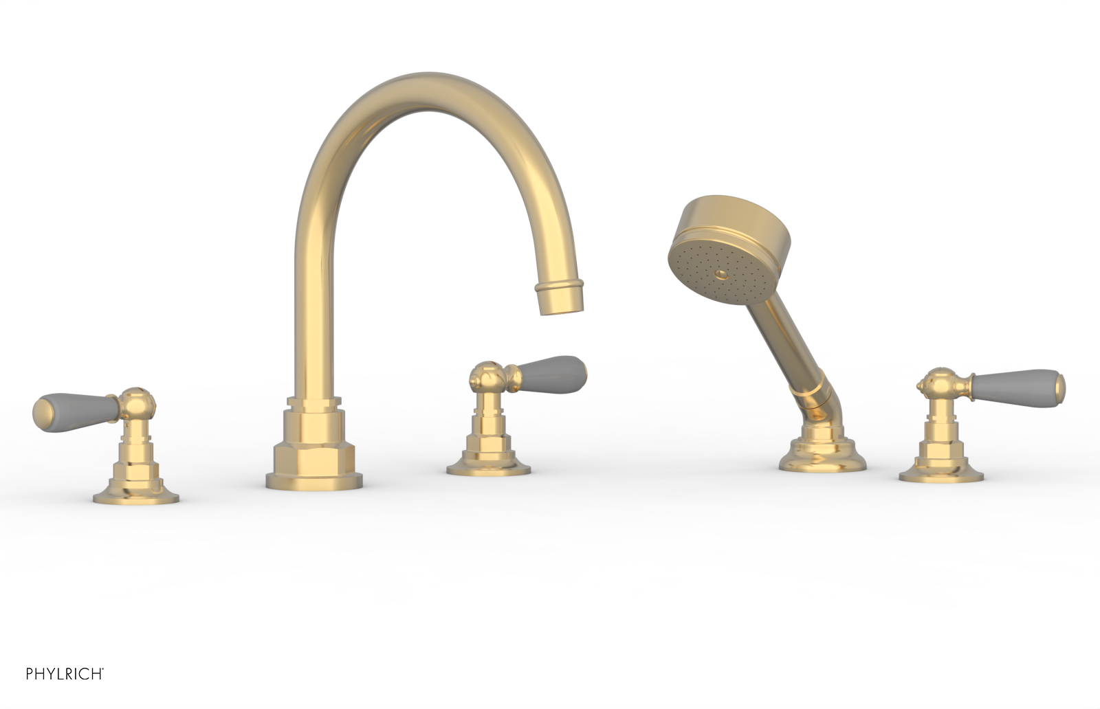 Phylrich Jamestown Deck Tub Set with Hand Shower and Lever Handles