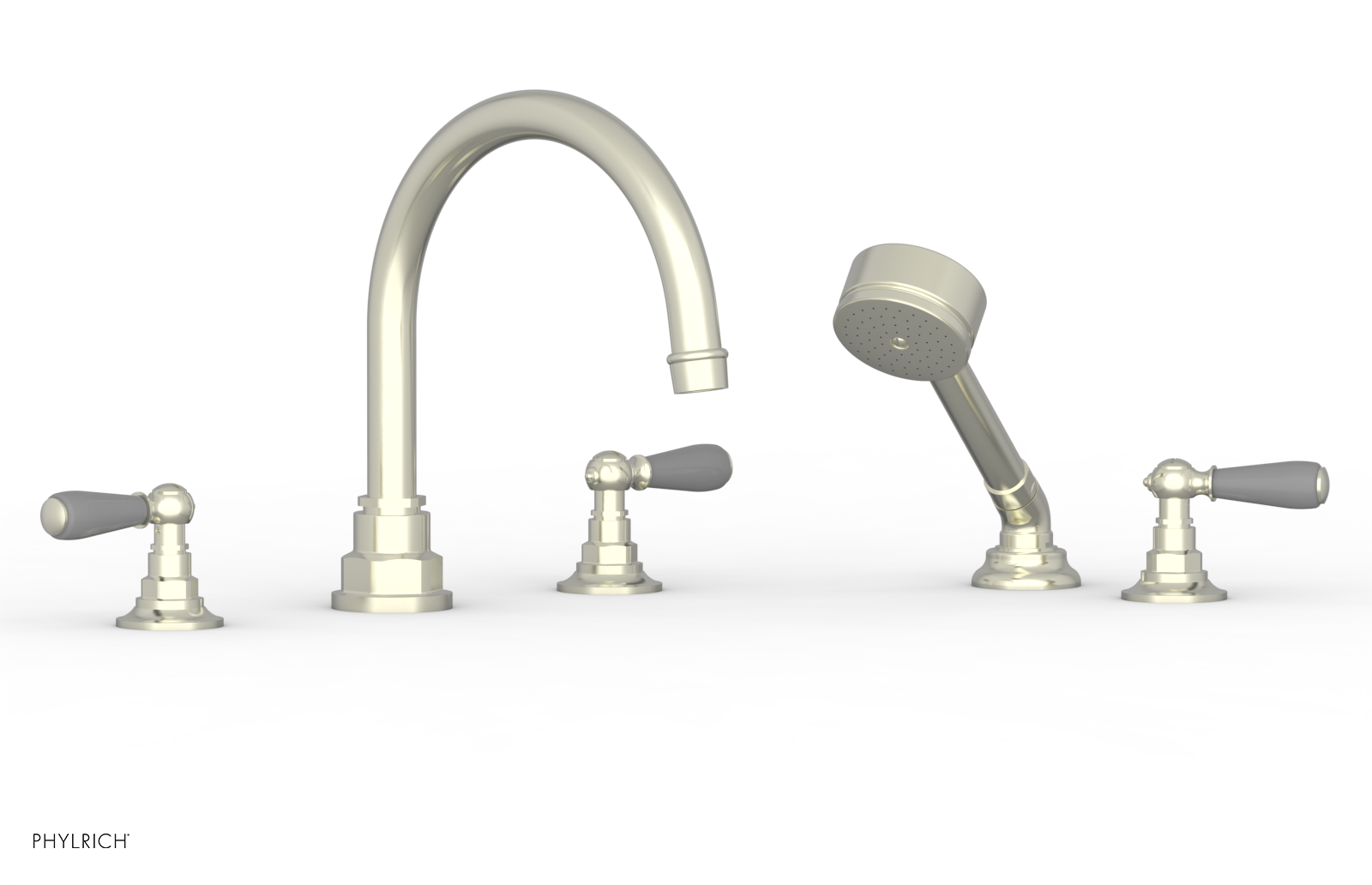 Phylrich Jamestown Deck Tub Set with Hand Shower and Lever Handles