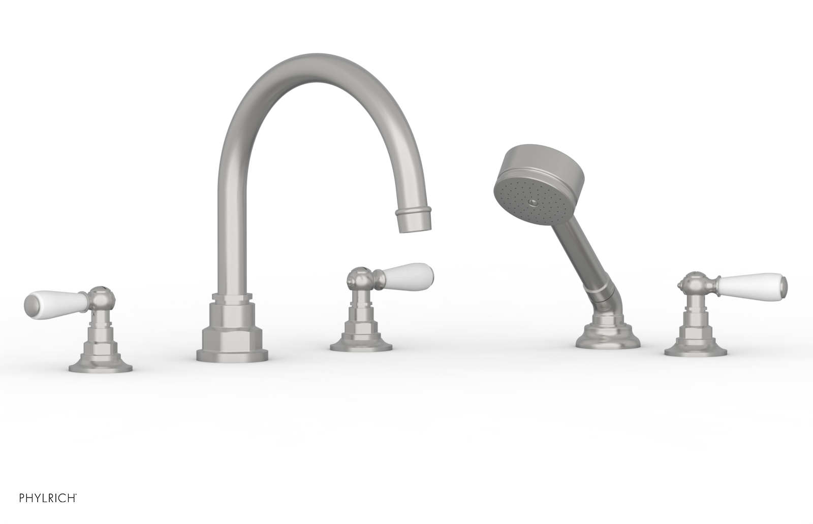 Phylrich Jamestown Deck Tub Set with Hand Shower and Lever Handles