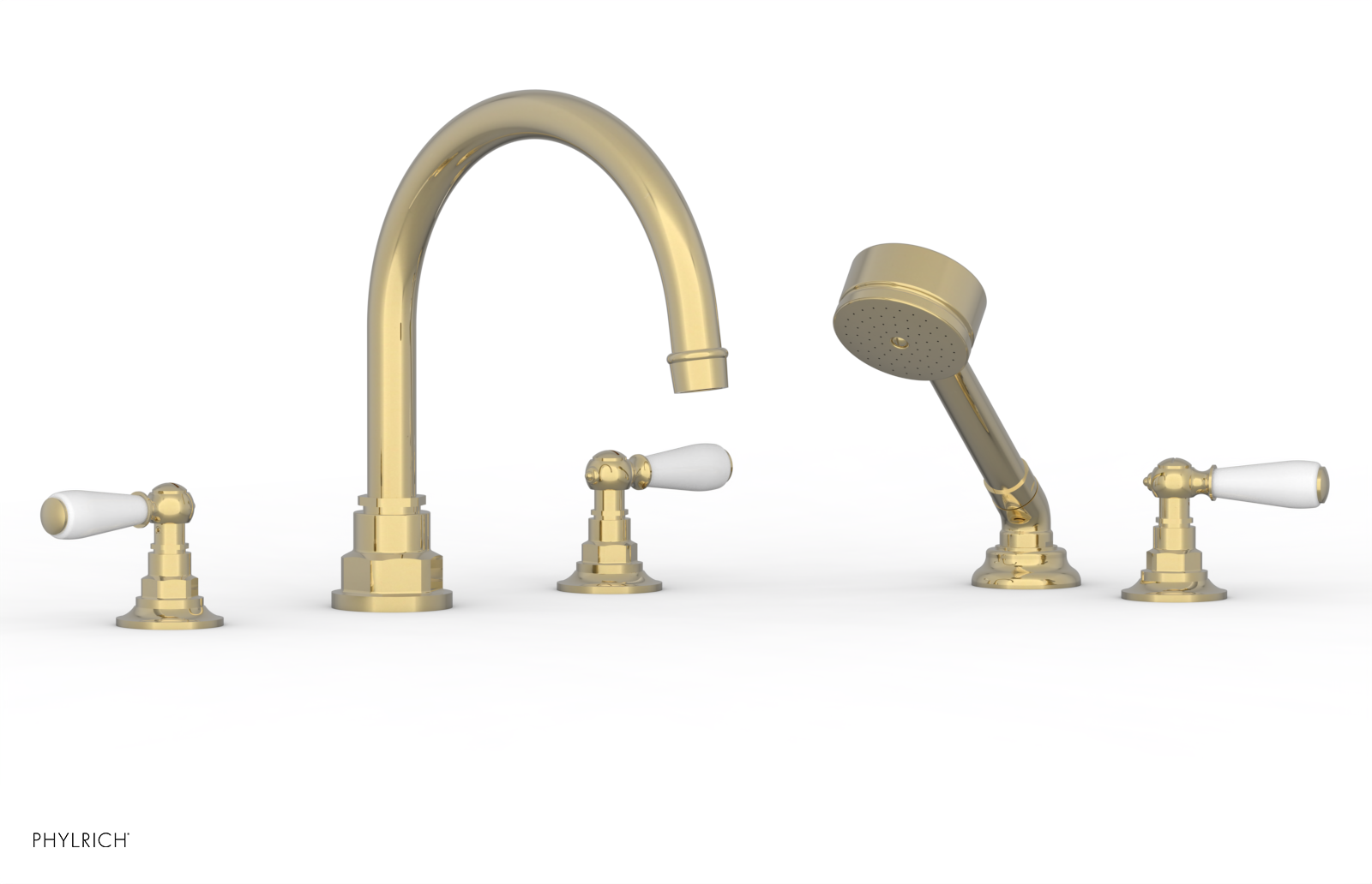 Phylrich Jamestown Deck Tub Set with Hand Shower and Lever Handles