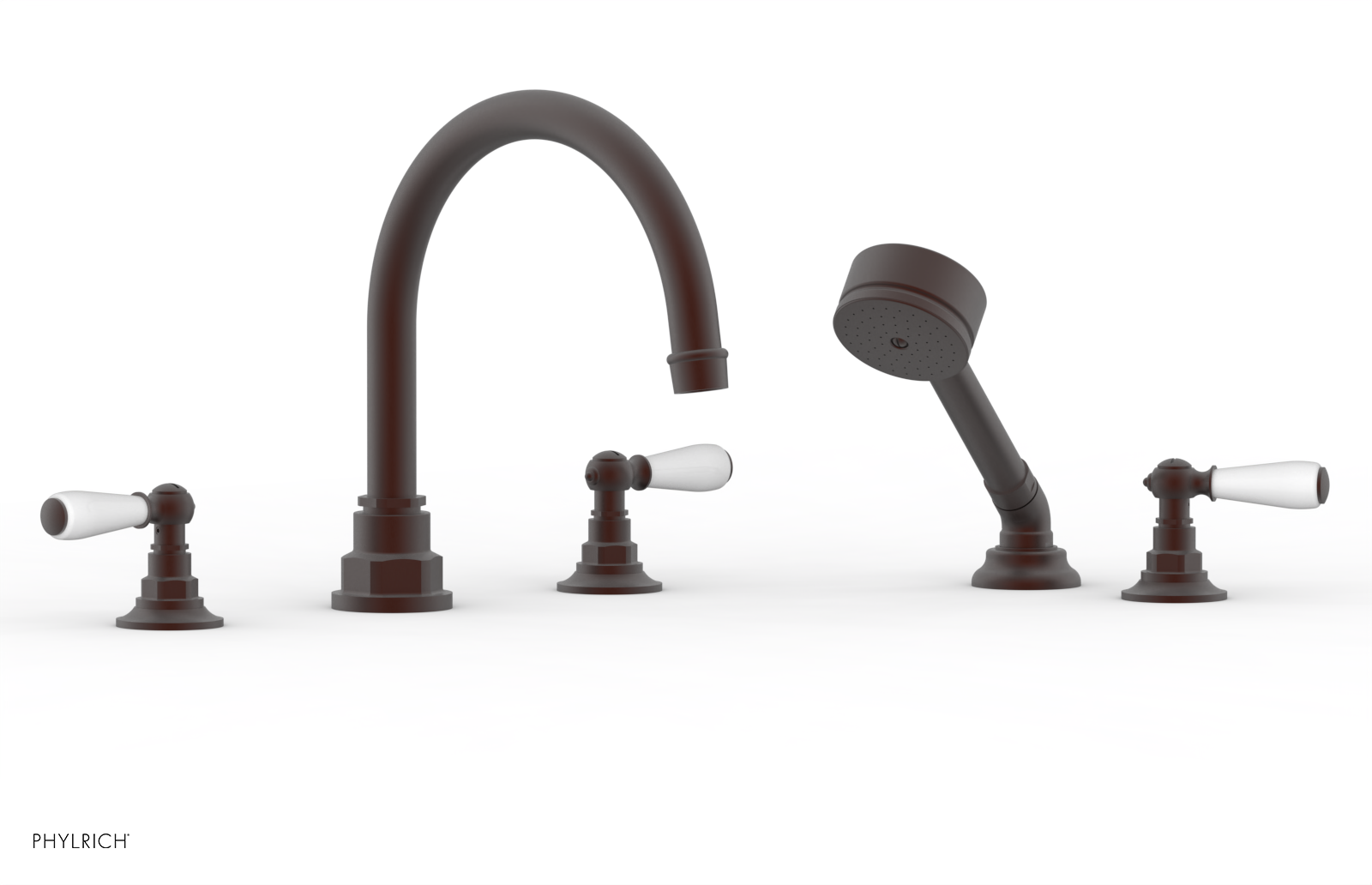 Phylrich Jamestown Deck Tub Set with Hand Shower and Lever Handles