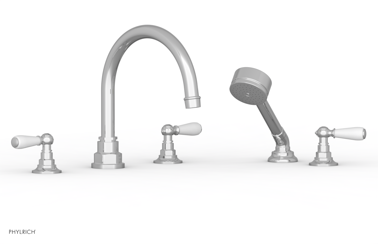 Phylrich Jamestown Deck Tub Set with Hand Shower and Lever Handles