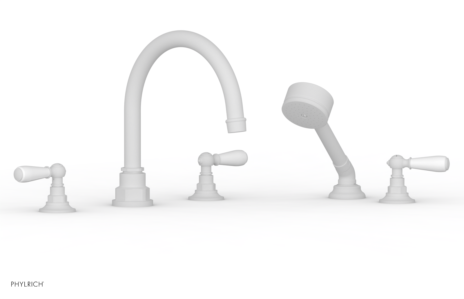 Phylrich Jamestown Deck Tub Set with Hand Shower and Lever Handles