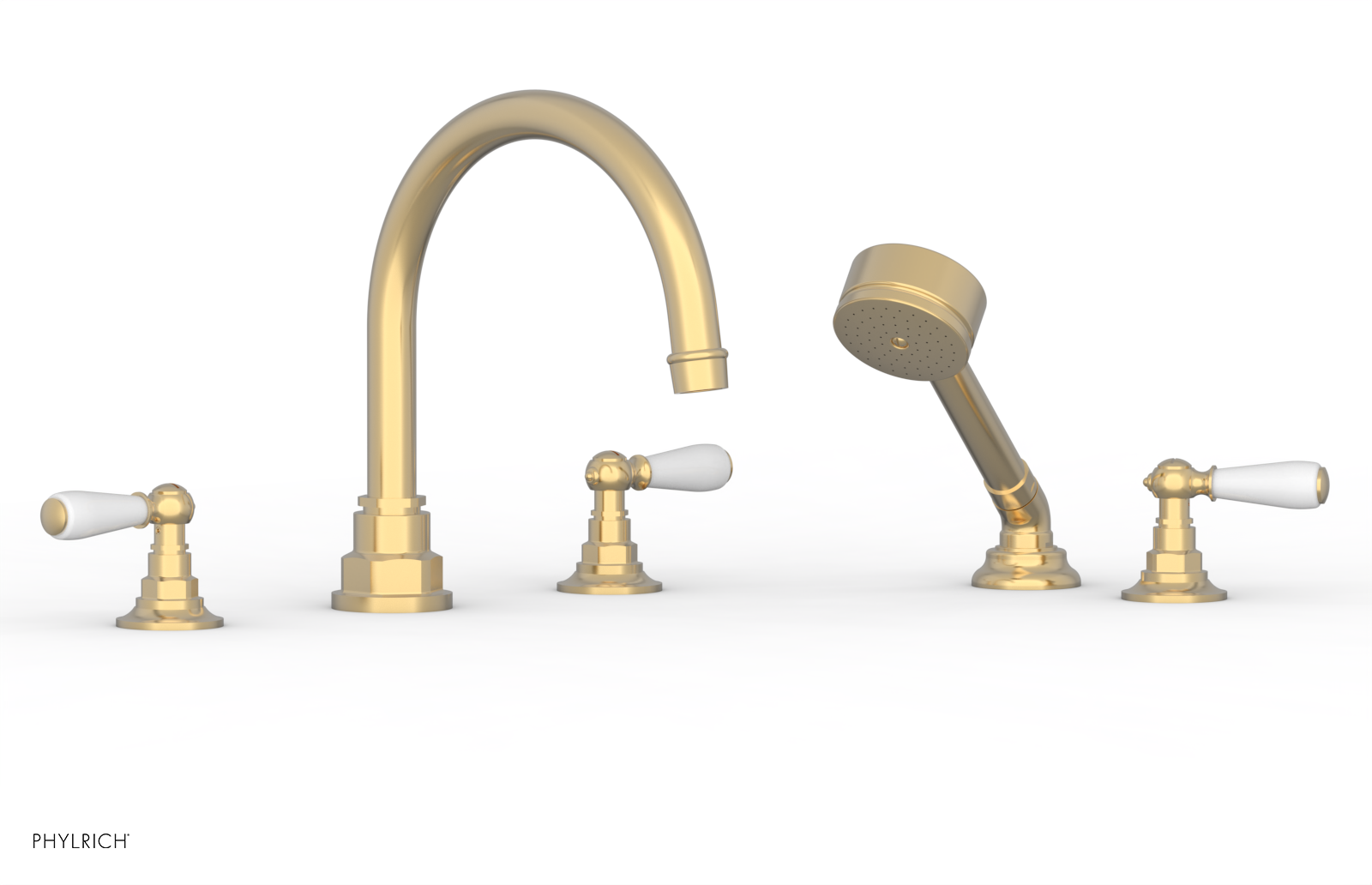 Phylrich Jamestown Deck Tub Set with Hand Shower and Lever Handles