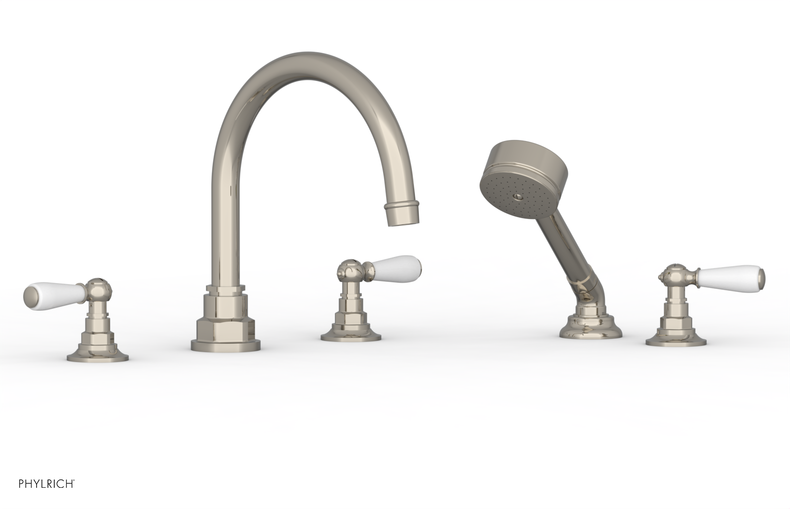 Phylrich Jamestown Deck Tub Set with Hand Shower and Lever Handles