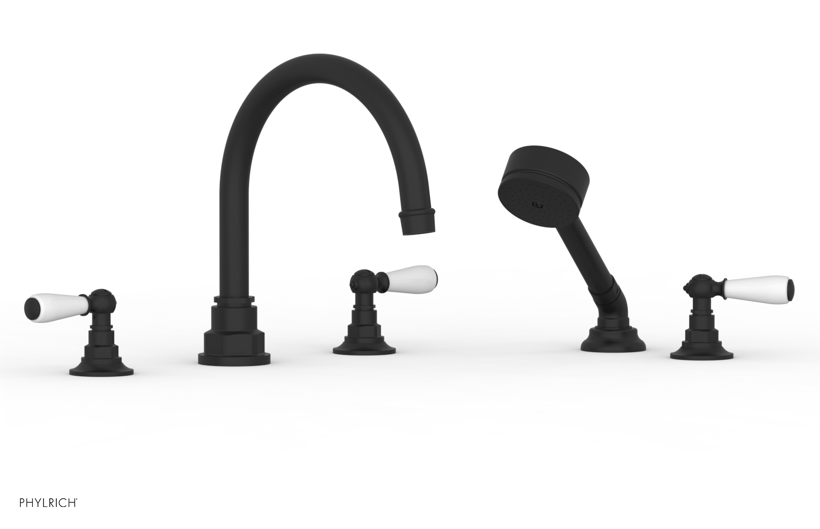 Phylrich Jamestown Deck Tub Set with Hand Shower and Lever Handles