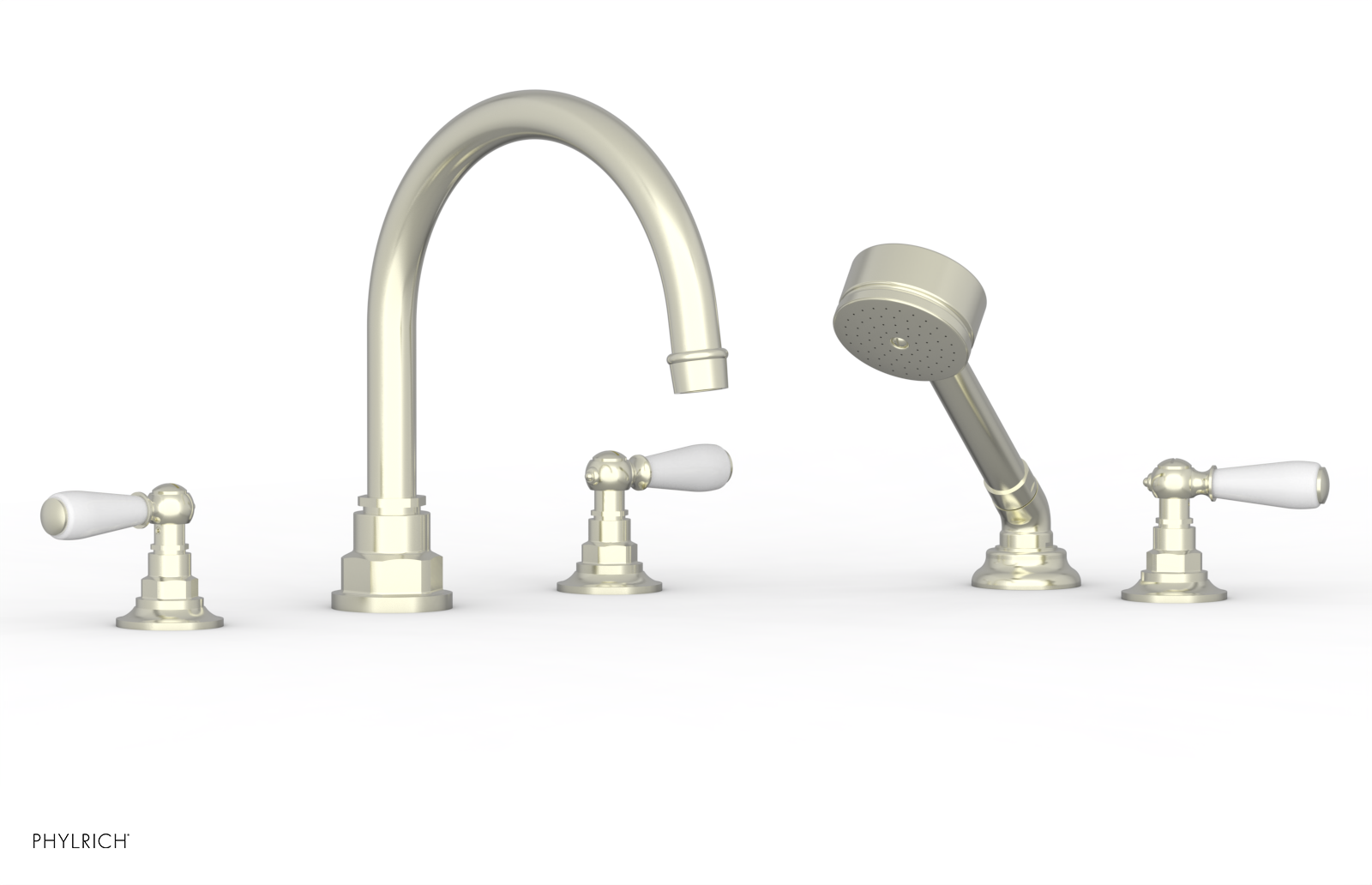 Phylrich Jamestown Deck Tub Set with Hand Shower and Lever Handles