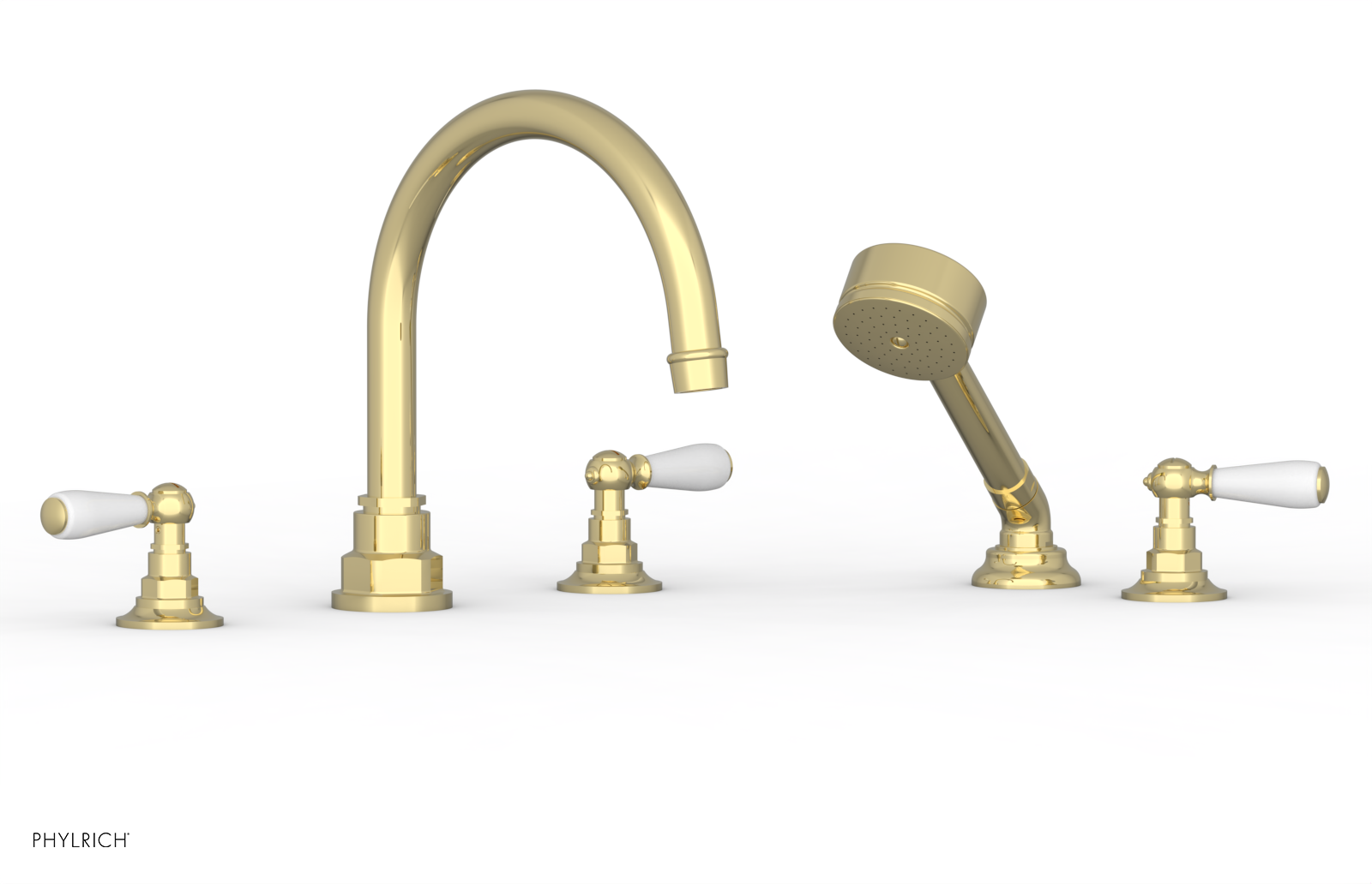 Phylrich Jamestown Deck Tub Set with Hand Shower and Lever Handles