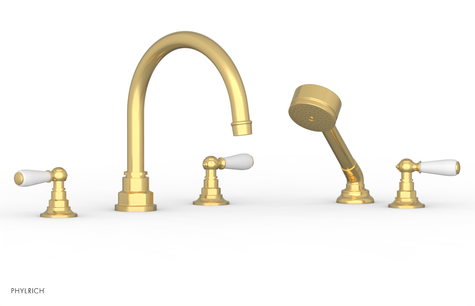 Phylrich Jamestown Deck Tub Set with Hand Shower and Lever Handles